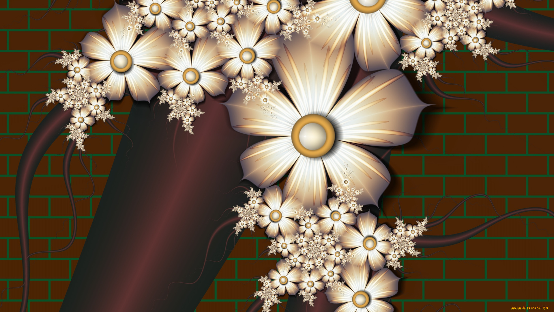 3д, графика, flowers, цветы, фон, лепестки