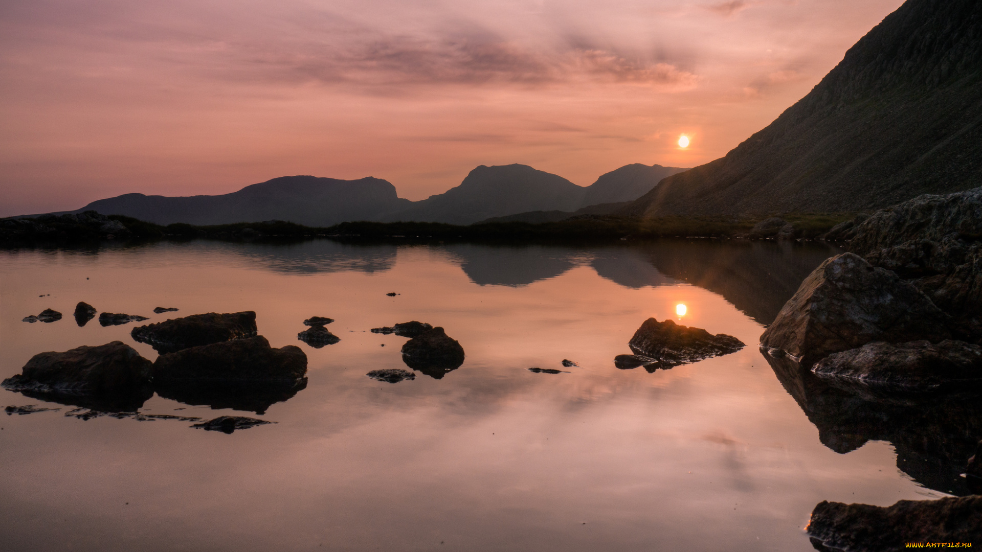 lake, district, national, park, england, природа, реки, озера, горы, закат, отражение, озеро, англия, озерный, край