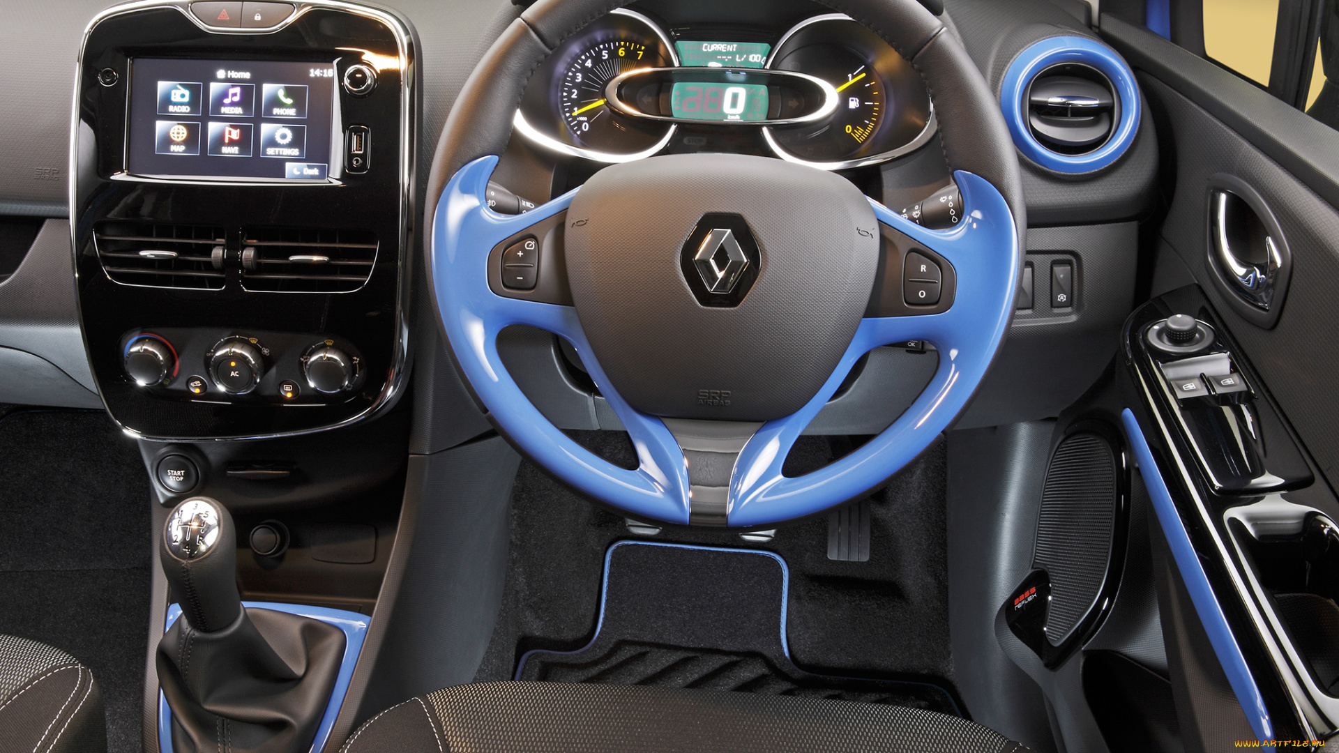 автомобили, спидометры, торпедо, renault, clio, au-spec, 2013г, синий