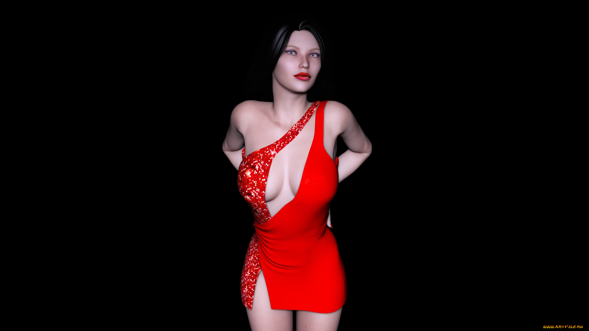 felicia, 3д, графика, люди, , people, девушка, взгляд, платье