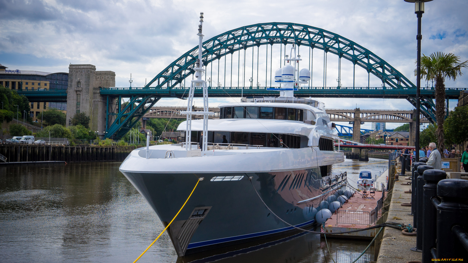 корабли, Яхты, яхта, причал, канал, город