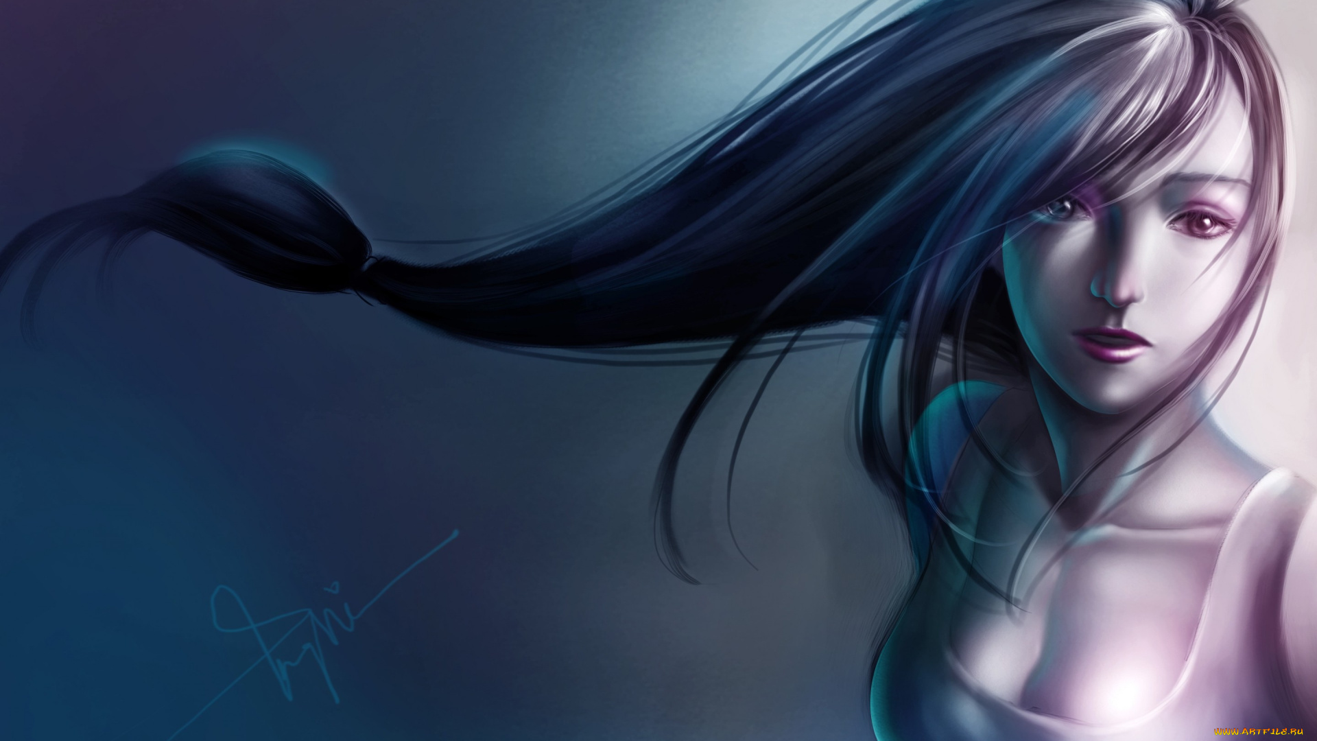 рисованные, люди, девушка, фон, волосы, арт