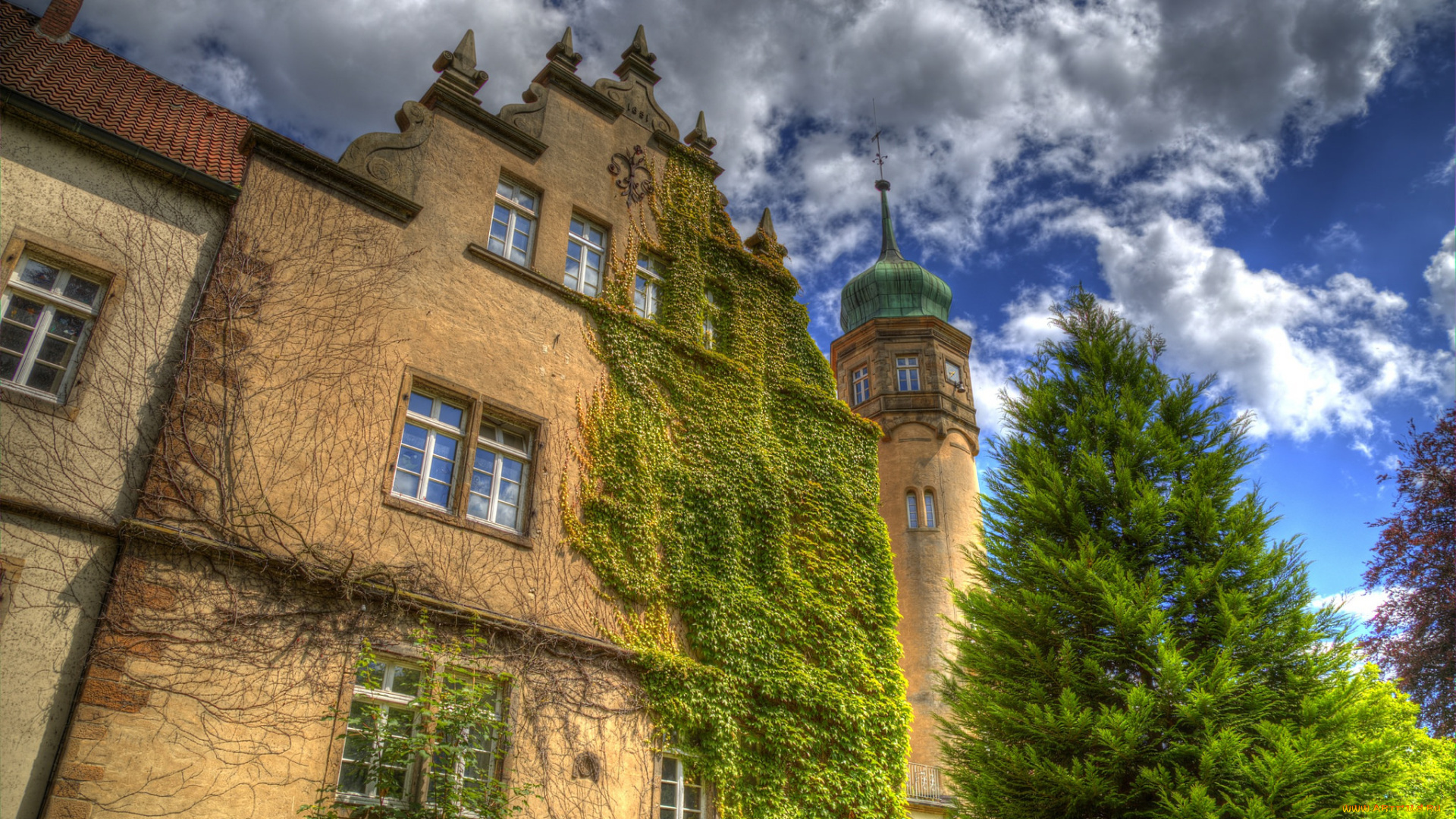 ulenburg, castle, -, l&, 246, hne, , germany, города, -, дворцы, , замки, , крепости, башня, плющ, стена, здание