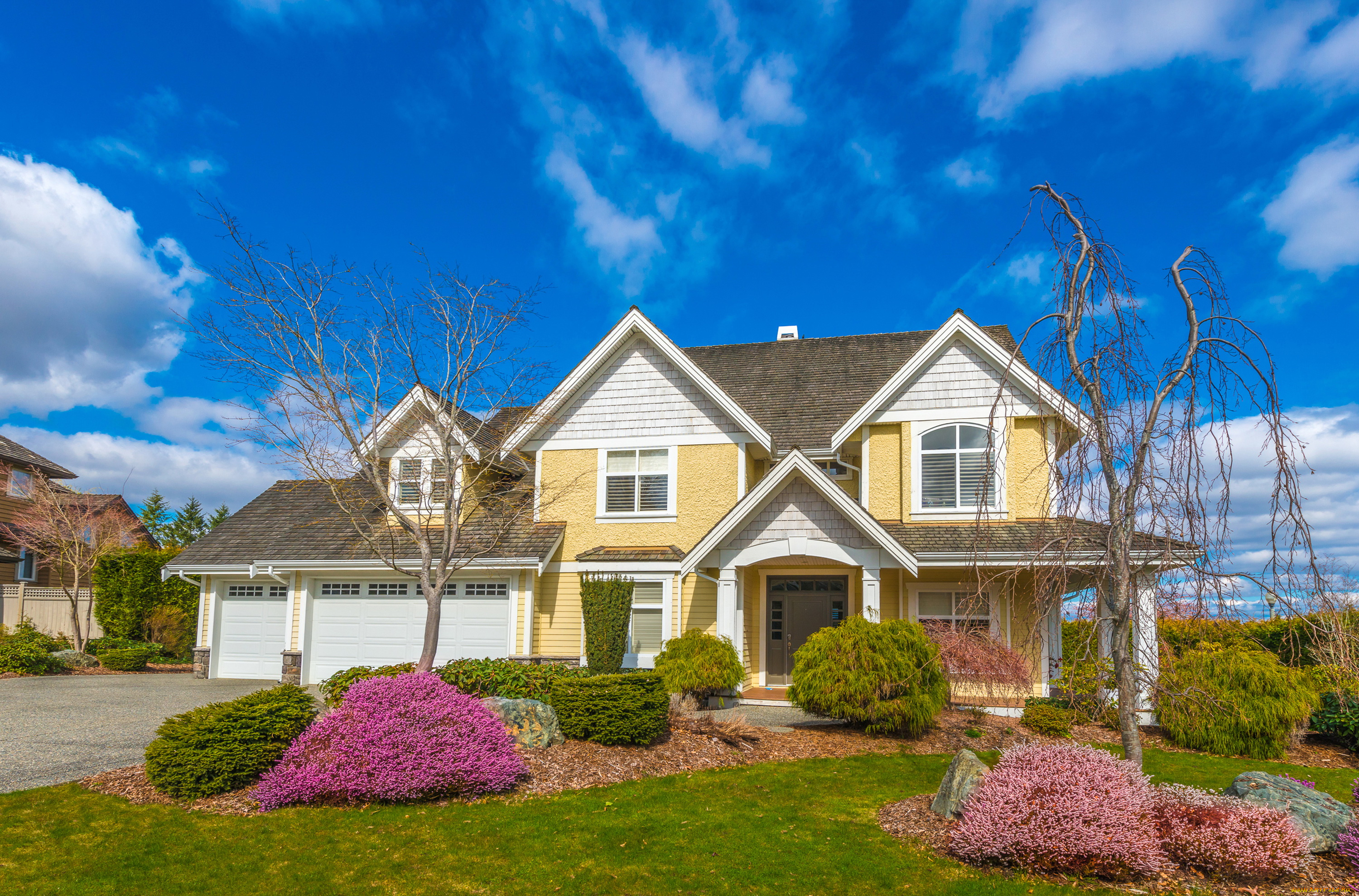 города, -, здания, , дома, ландшафт, особняк, дизайн, газон, дорожка