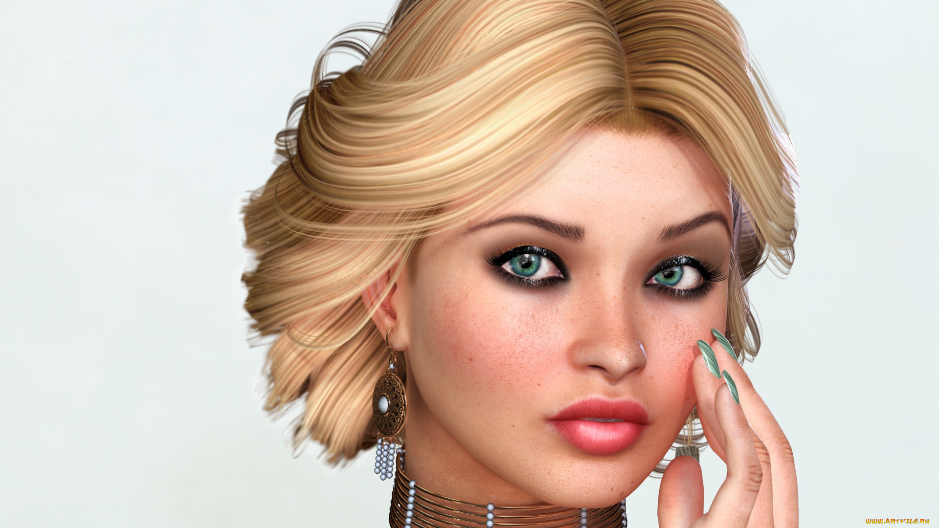 3д, графика, портрет, , portraits, фон, взгляд, девушка
