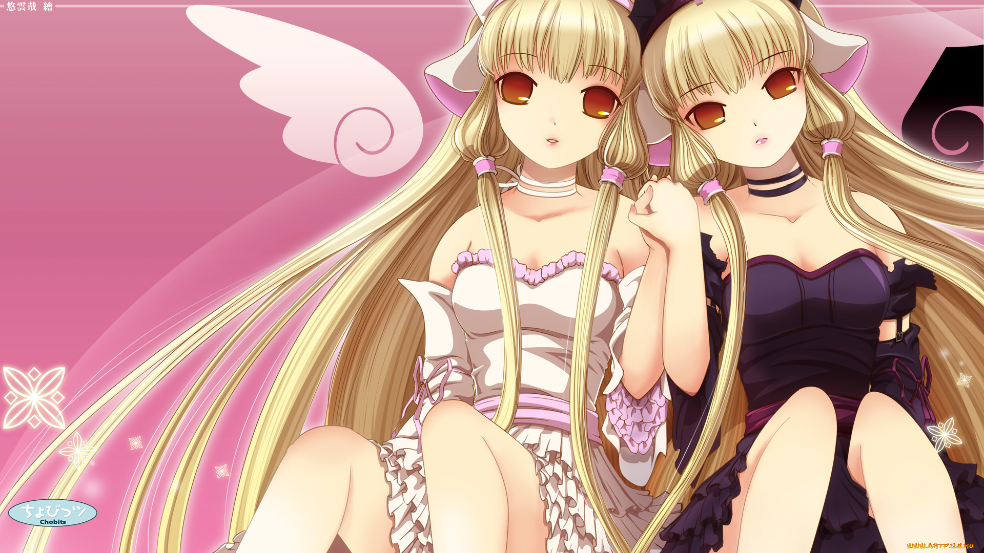 аниме, chobits, ленты, ушки, freya, крылья, платье, девушка, chii