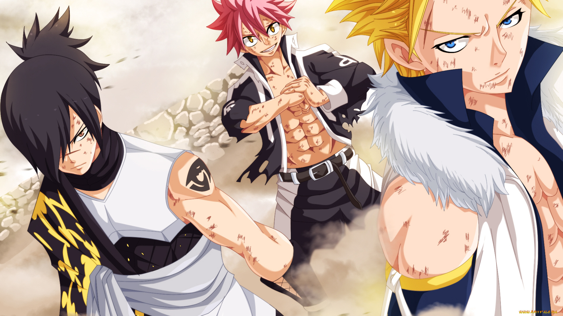 аниме, fairy, tail, хвост, феи, парни, sting, eucliffe, rogue, cheney, natsu, dragneel, арт