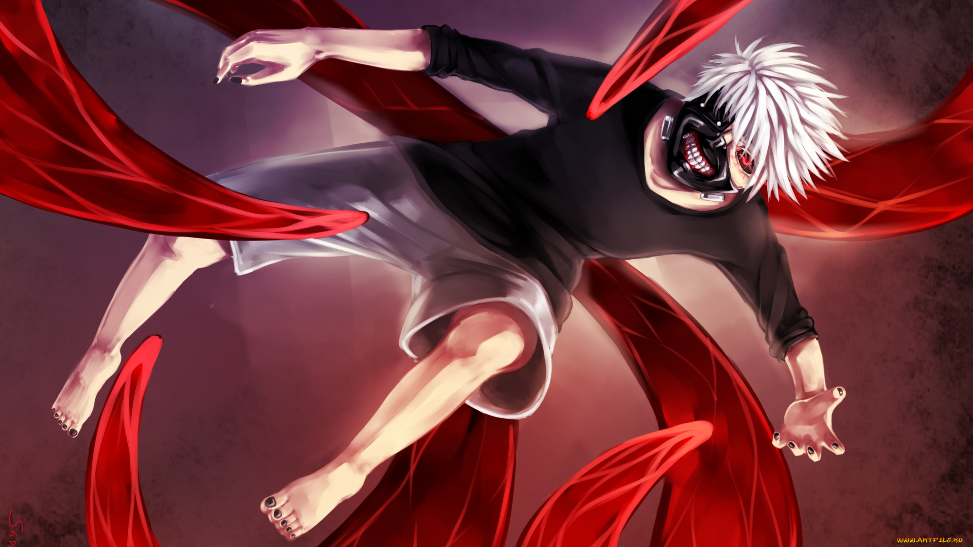 аниме, tokyo, ghoul, токийский, гуль, парень, kaneki, ken, арт