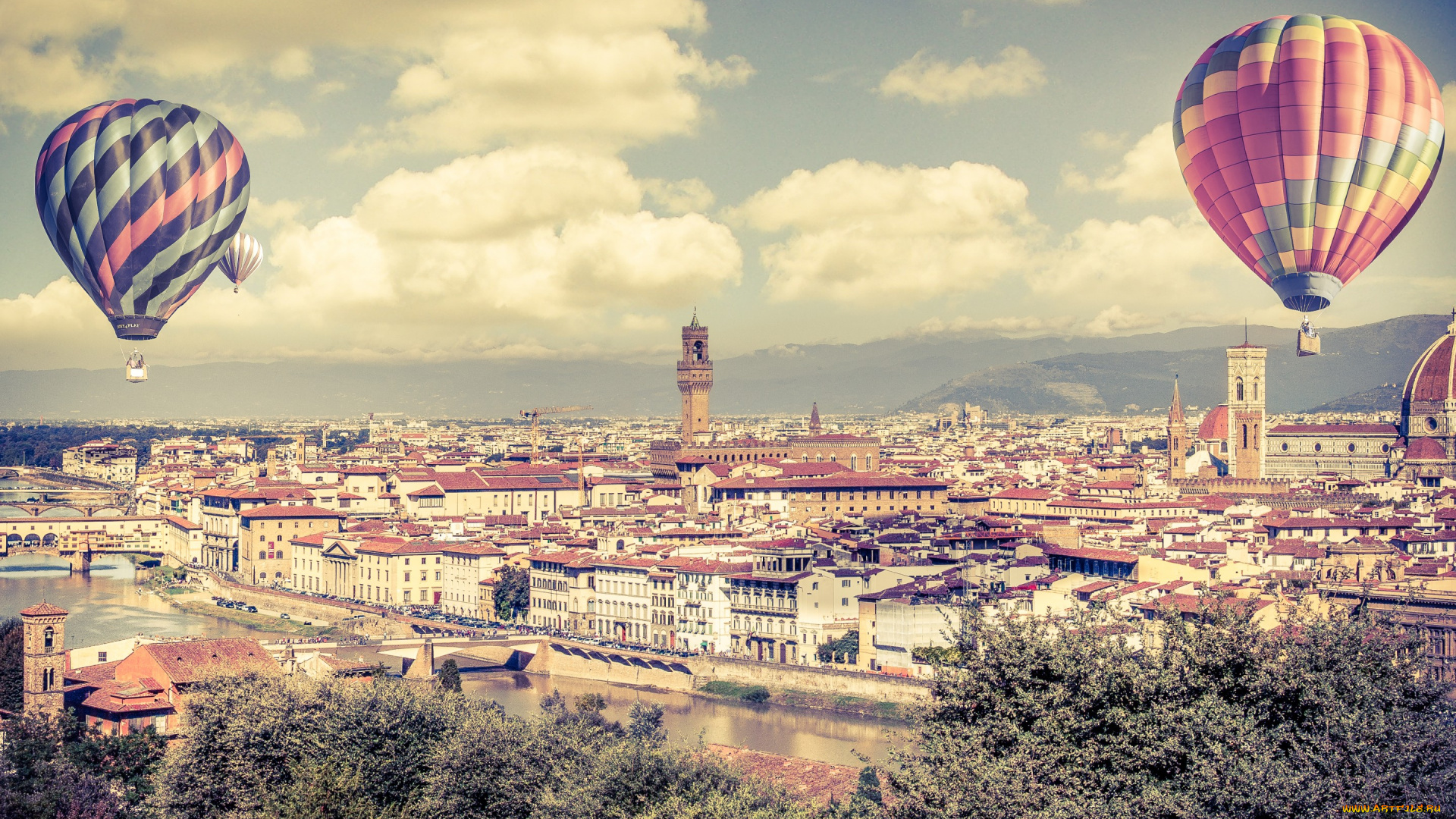 авиация, воздушные, шары, воздушные, шары, небо, город