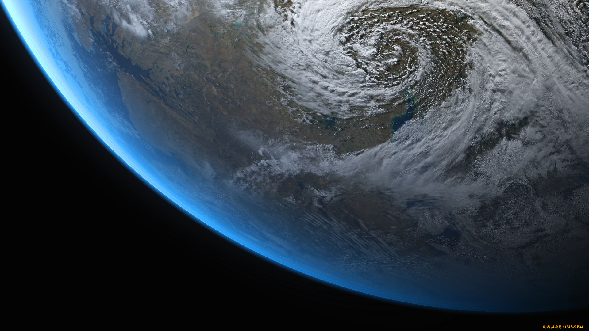 космос, земля, облака, планета