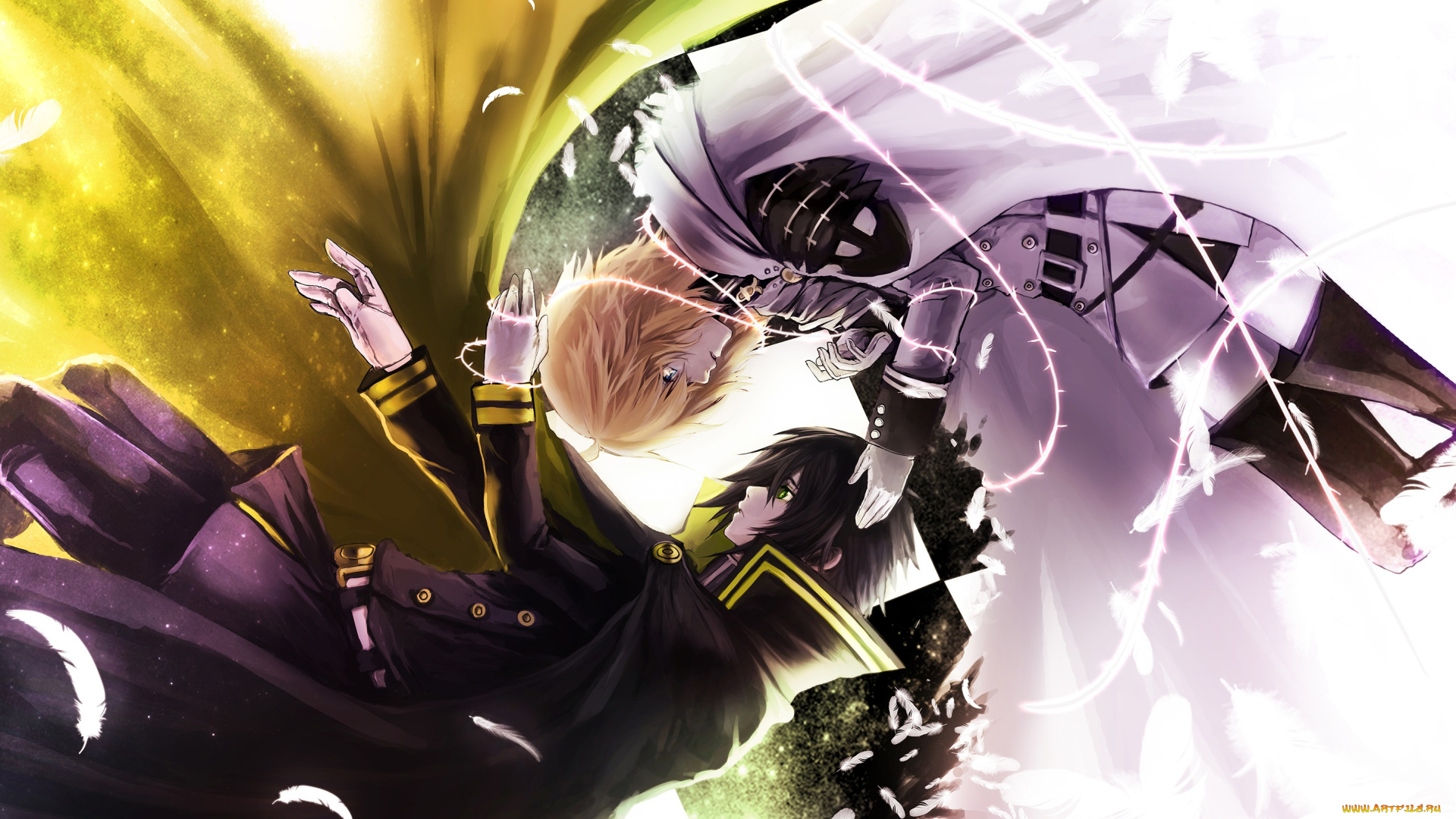 owari, no, seraph, аниме, hyakuya, mikaela, yuuichirou, семья, братья, брюнет, человек, блондин, вампир, парни, арт