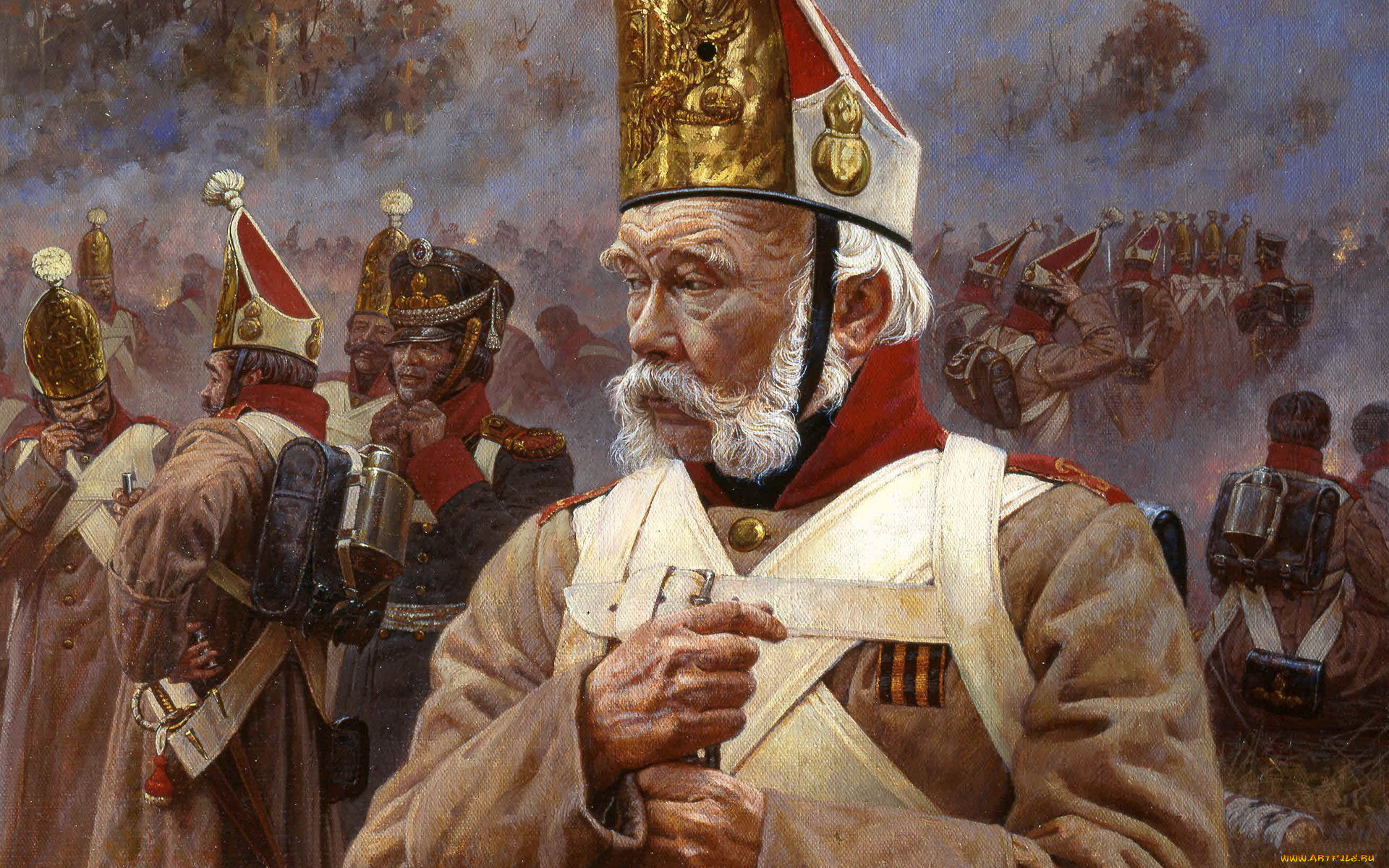 рисованное, живопись, history, napoleon, a, veteran, uniform, old, soldier, war