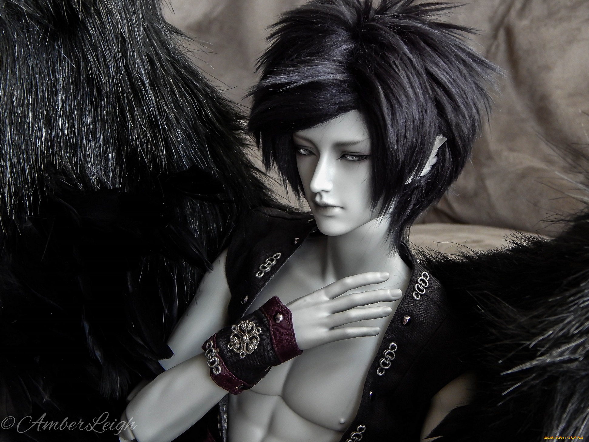 разное, игрушки, темный, ангел, брюнет, парень, кукла, крылья