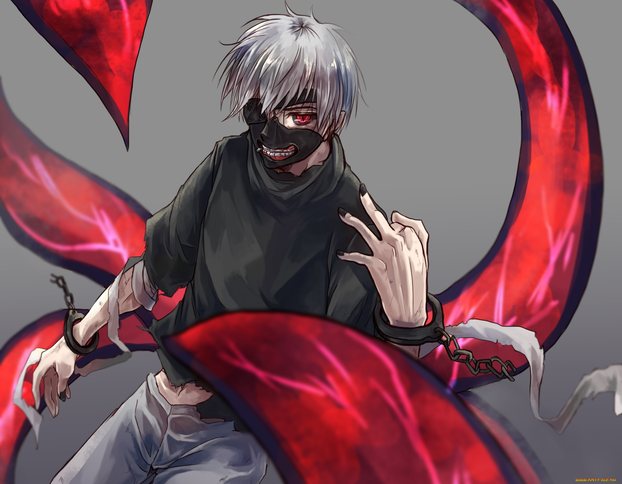 аниме, tokyo, ghoul, kaneki, ken, парень, арт, токийский, гуль