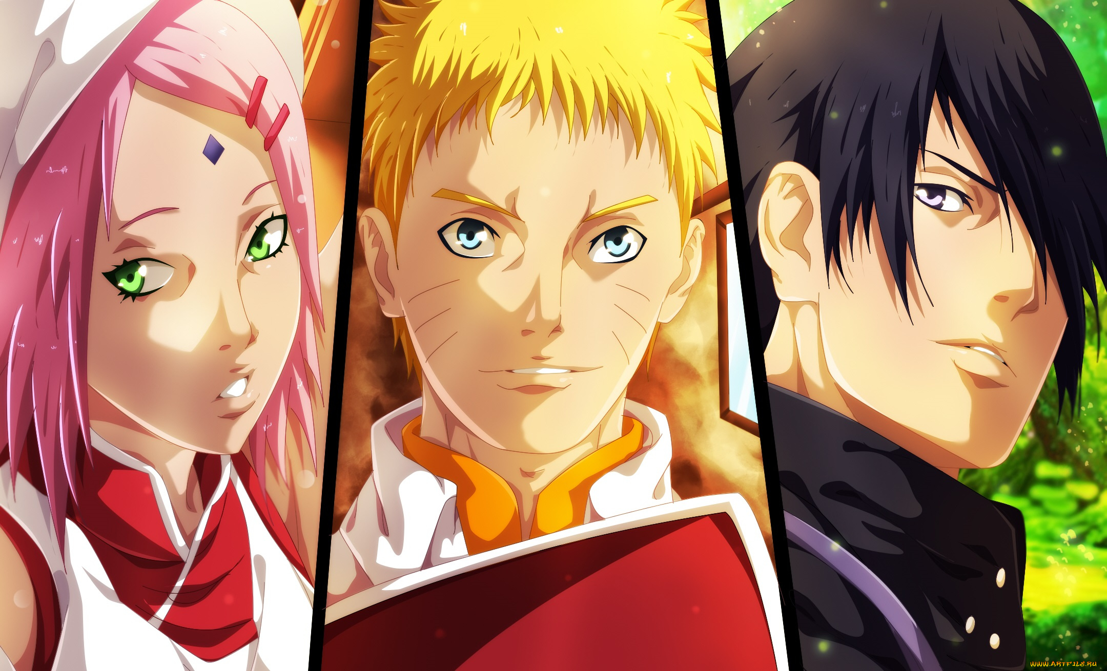 аниме, naruto, haruno, sakura, коллаж, uchiha, sasuke, , uzumaki