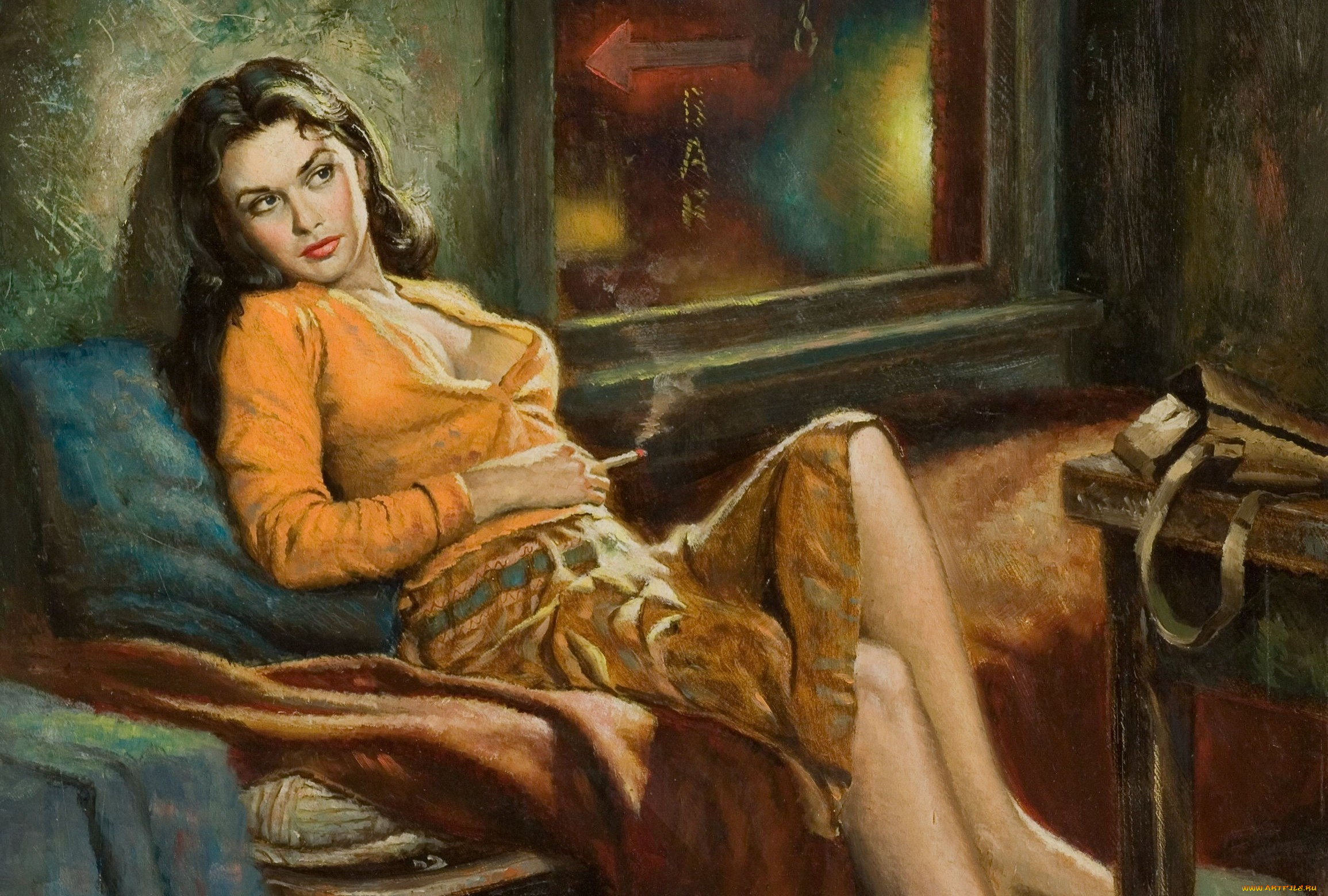 рисованное, люди, girls, pin-up, девушка, paintings, art
