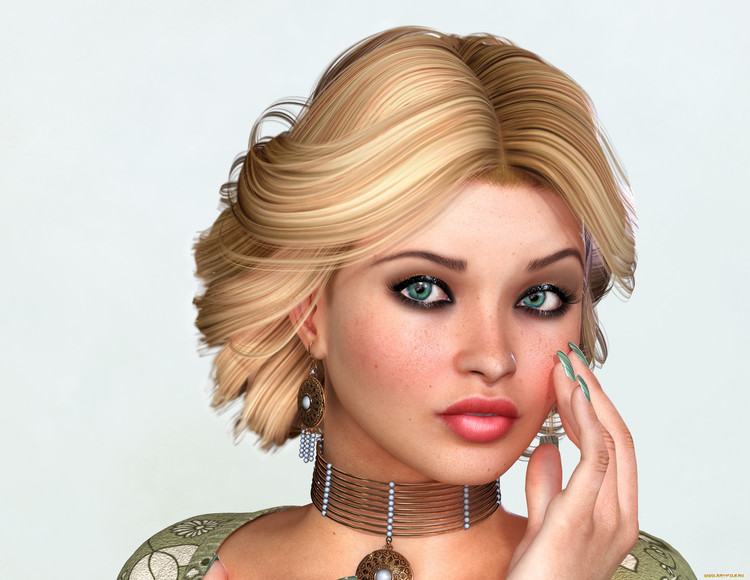 3д, графика, портрет, , portraits, фон, взгляд, девушка