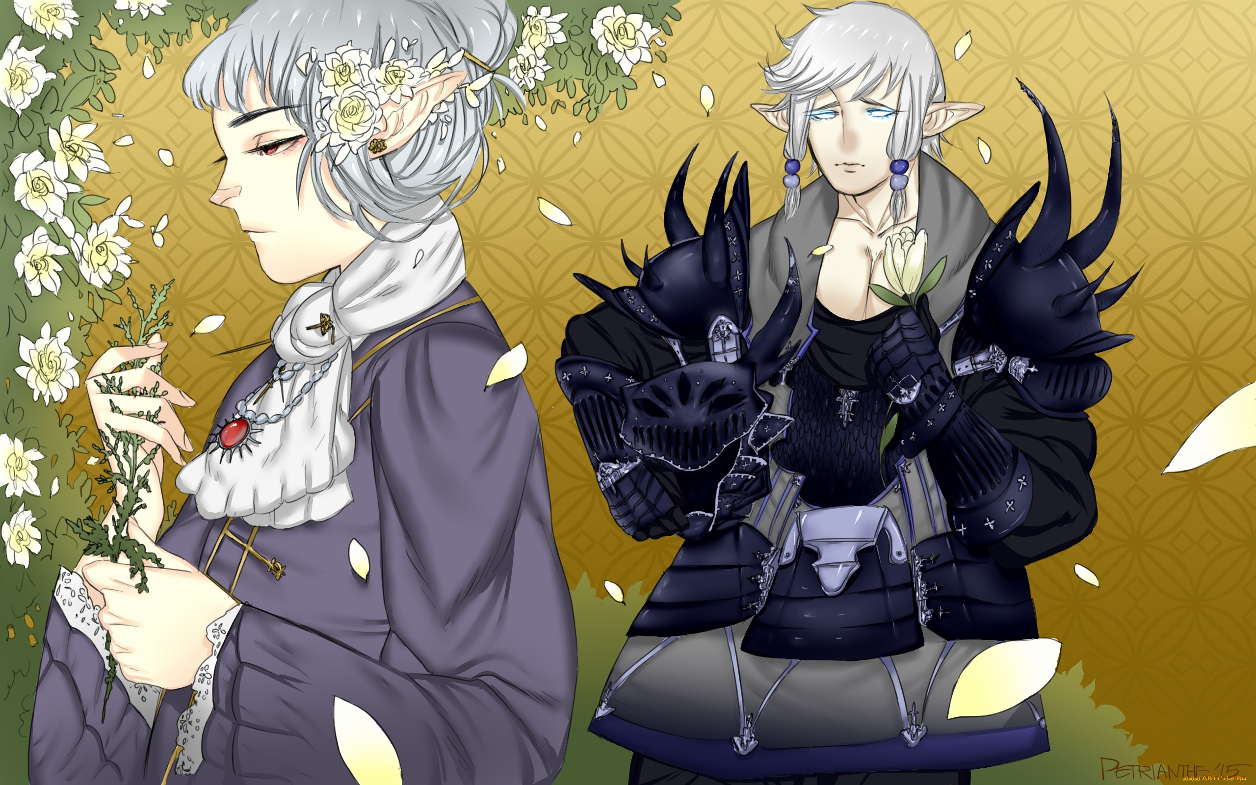 разное, арты, эльфийки, взгляд, фон, silver, wisps