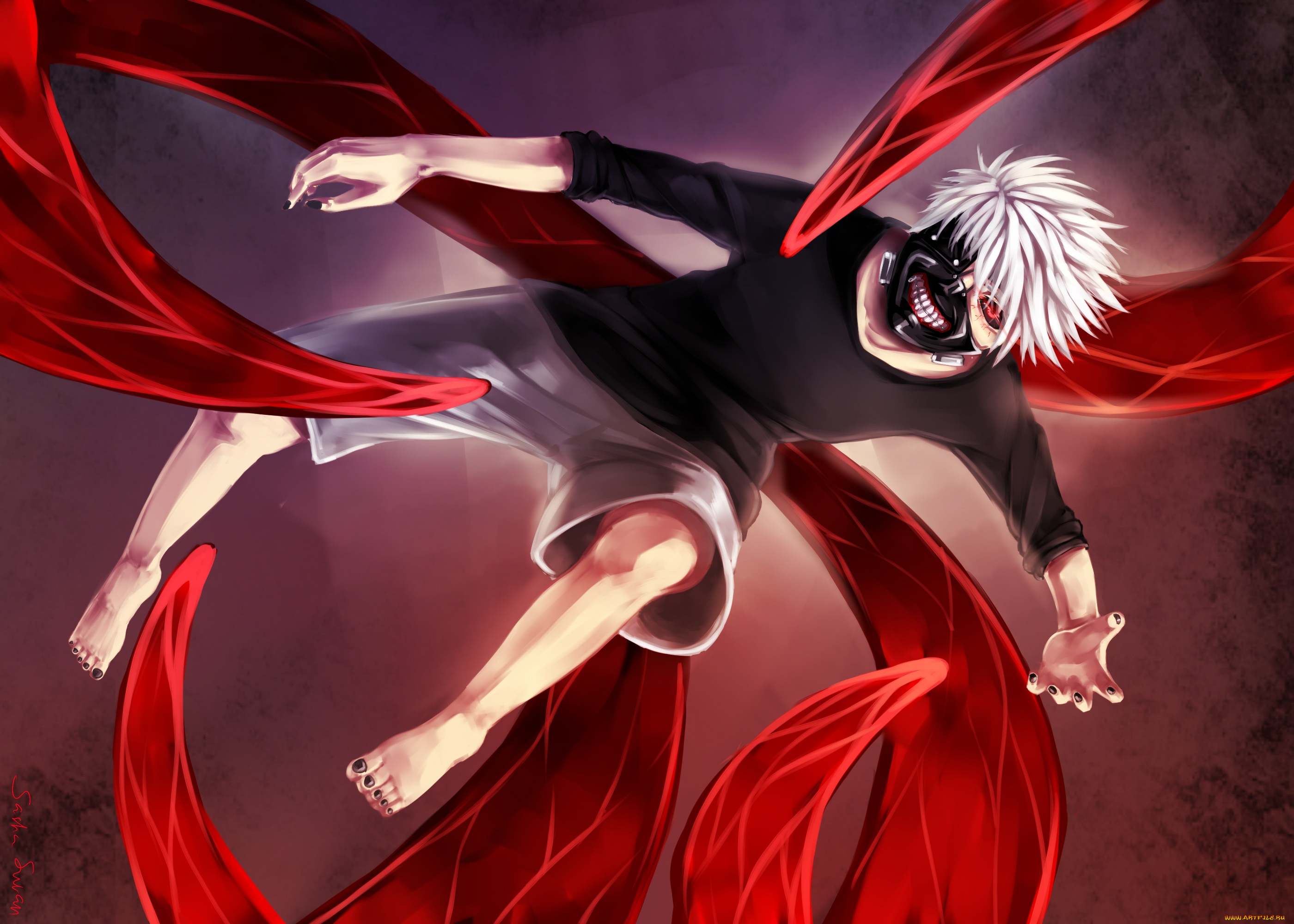 аниме, tokyo, ghoul, токийский, гуль, парень, kaneki, ken, арт