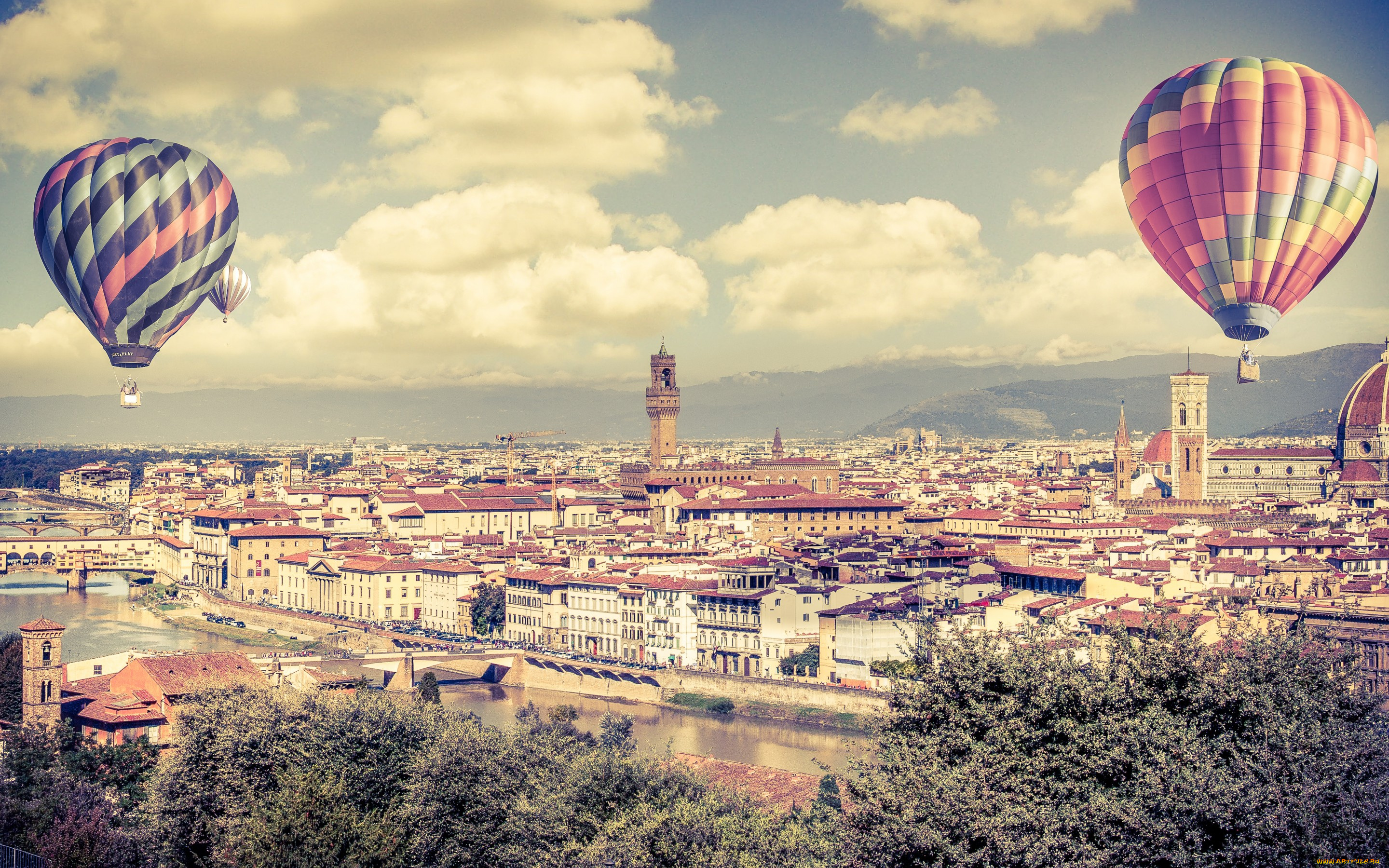 авиация, воздушные, шары, воздушные, шары, небо, город