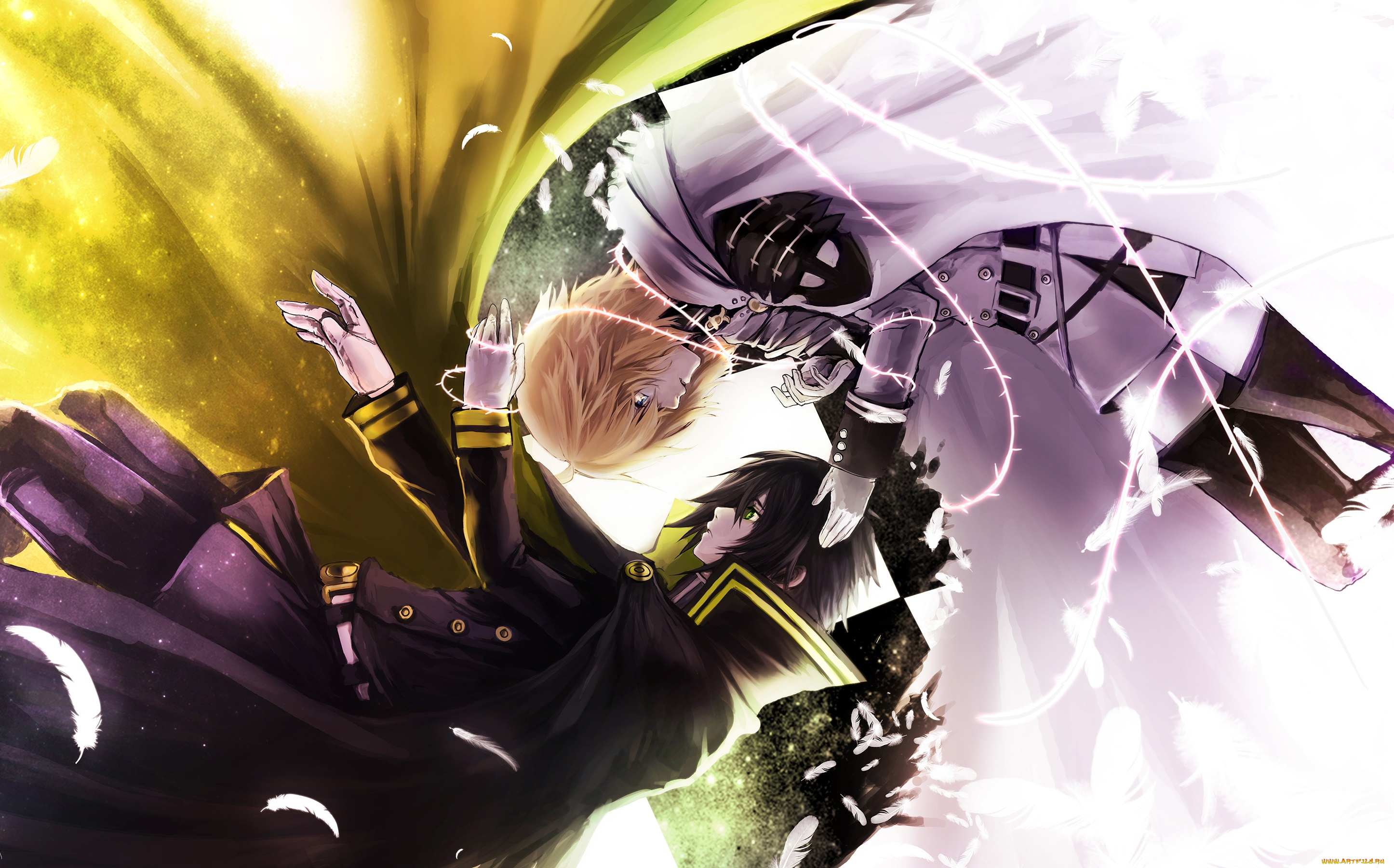 owari, no, seraph, аниме, hyakuya, mikaela, yuuichirou, семья, братья, брюнет, человек, блондин, вампир, парни, арт