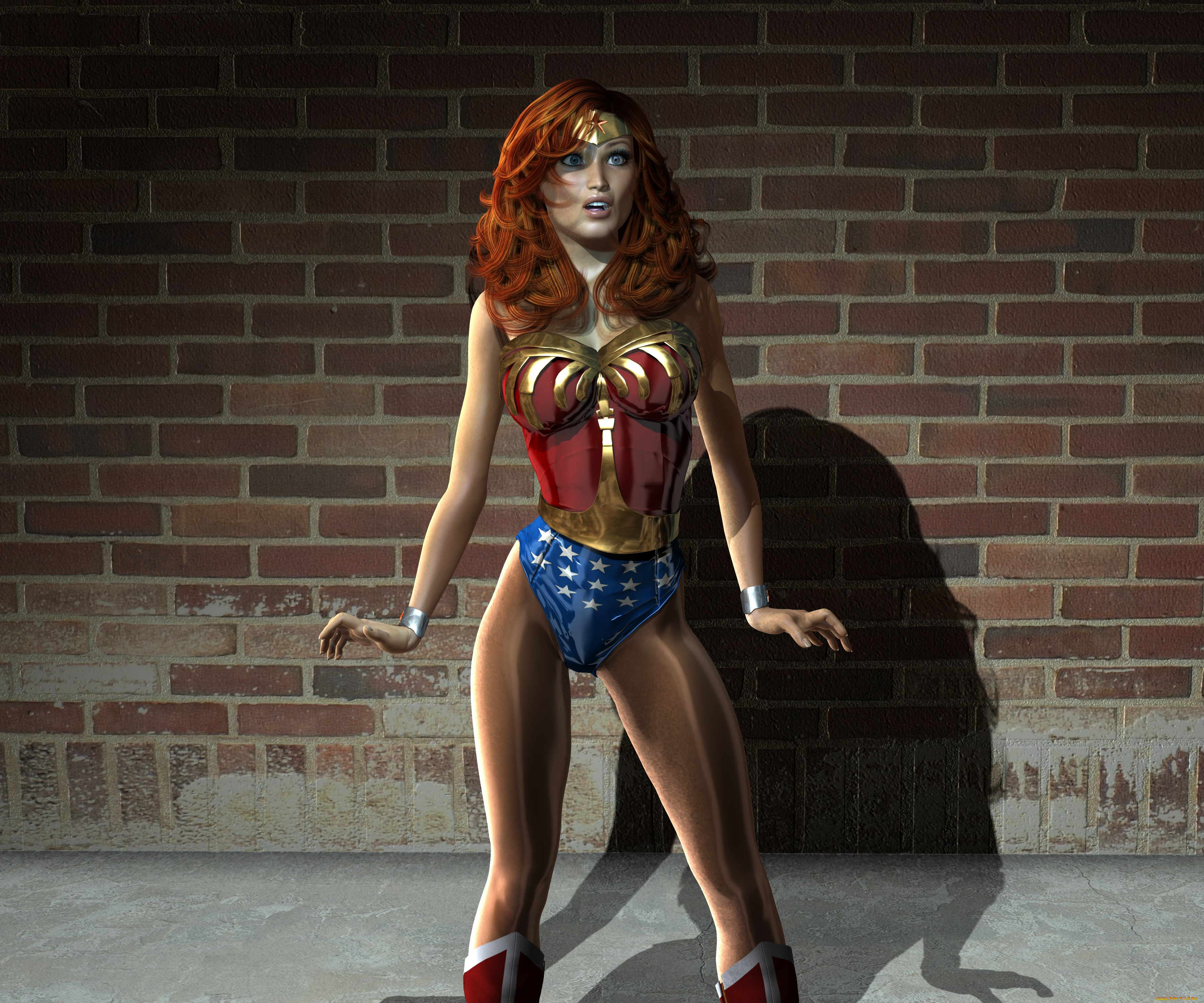 3д, графика, люди, , people, взгляд, фон, рыжая, девушка