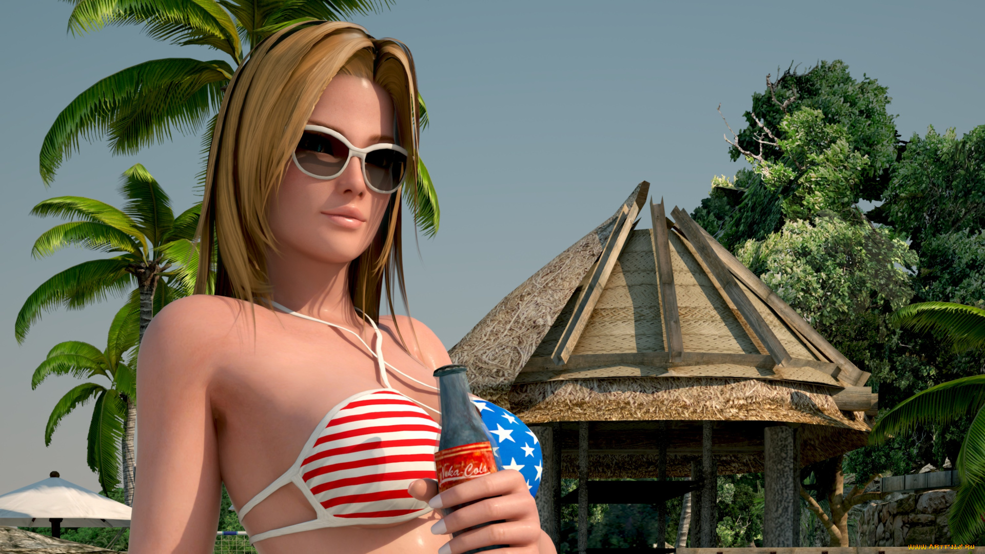 3д, графика, аниме, , anime, фон, взгляд, девушка