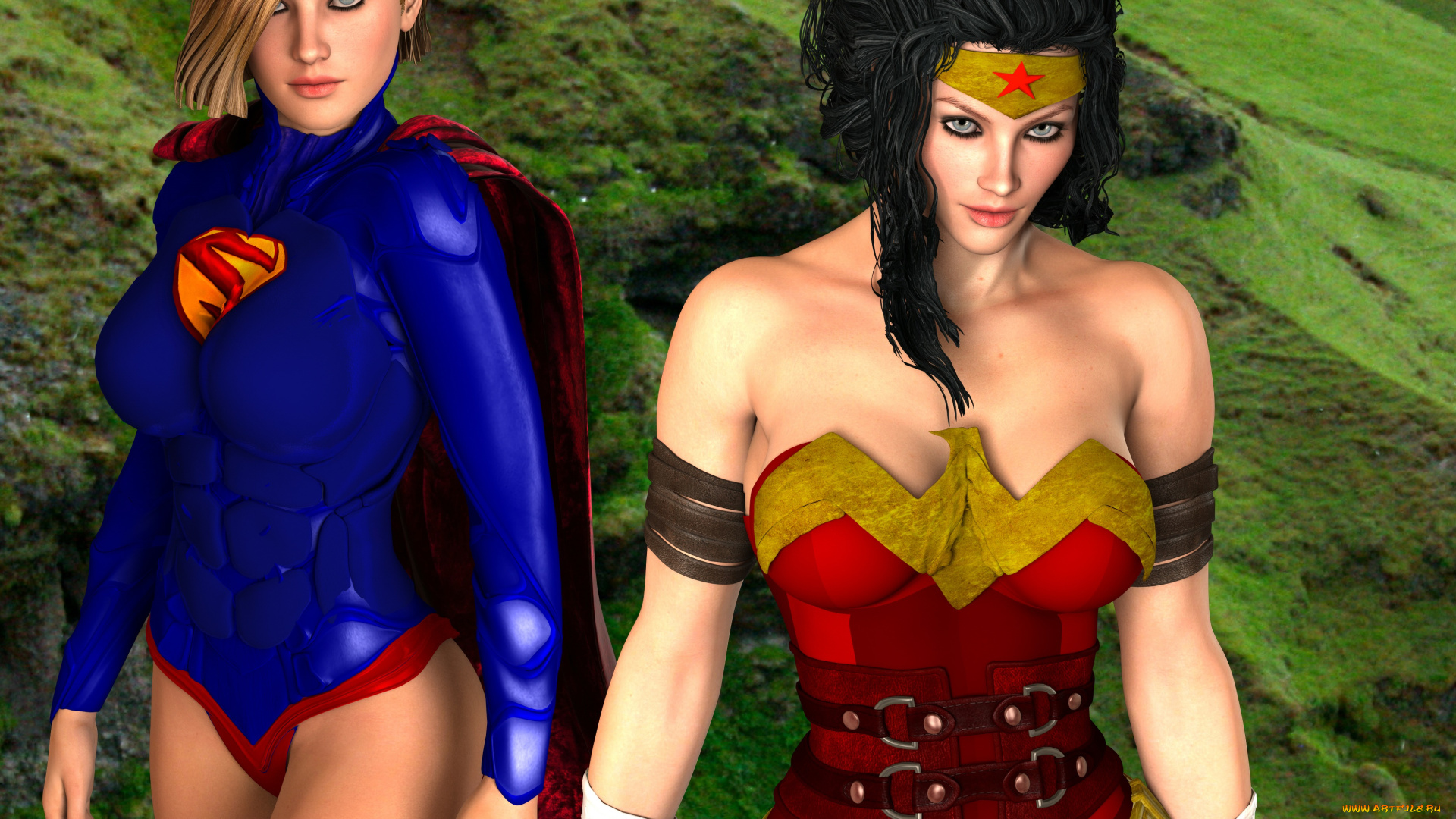 3д, графика, люди, , people, девушки, фон, взгляд