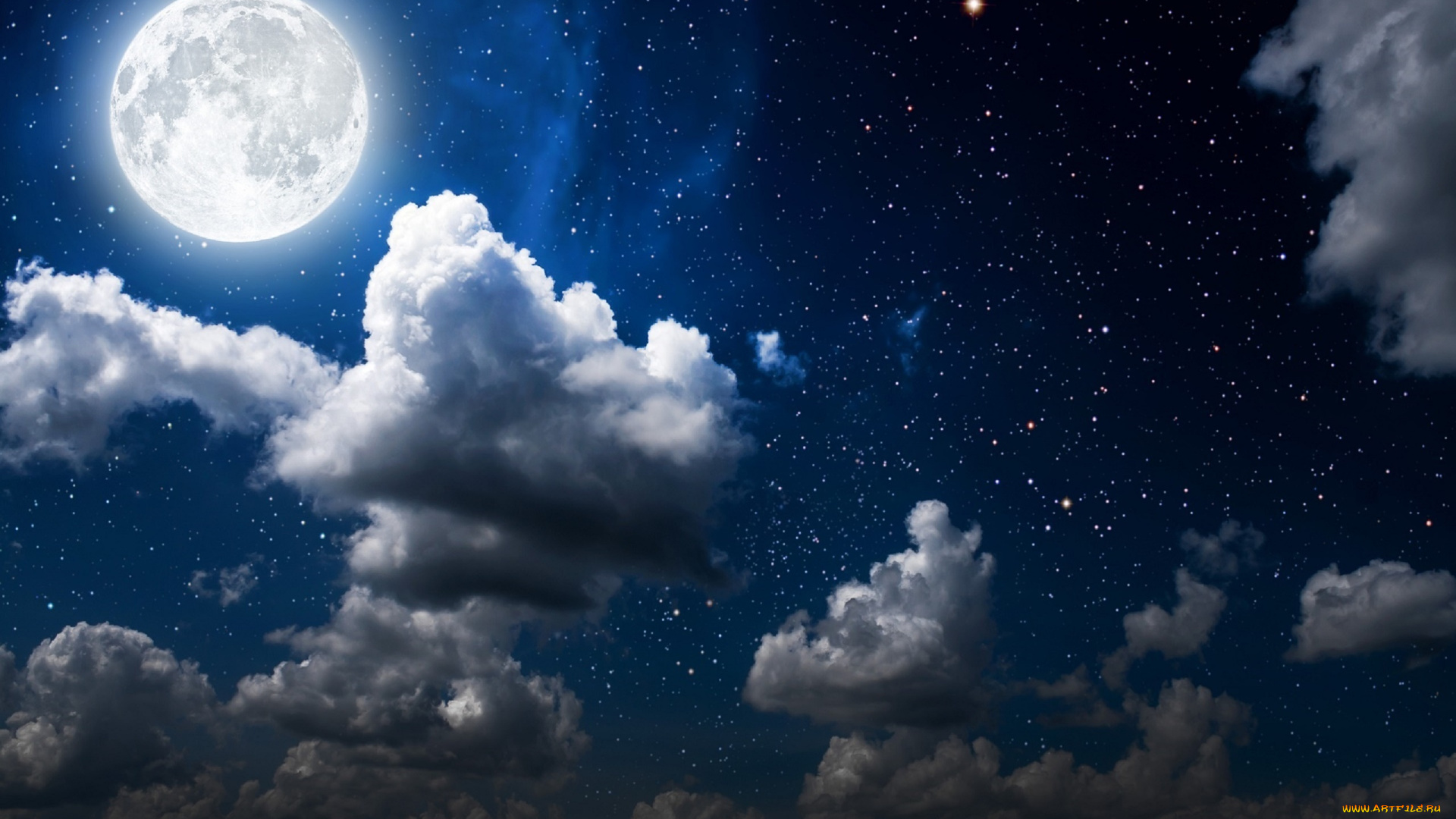 космос, луна, облака