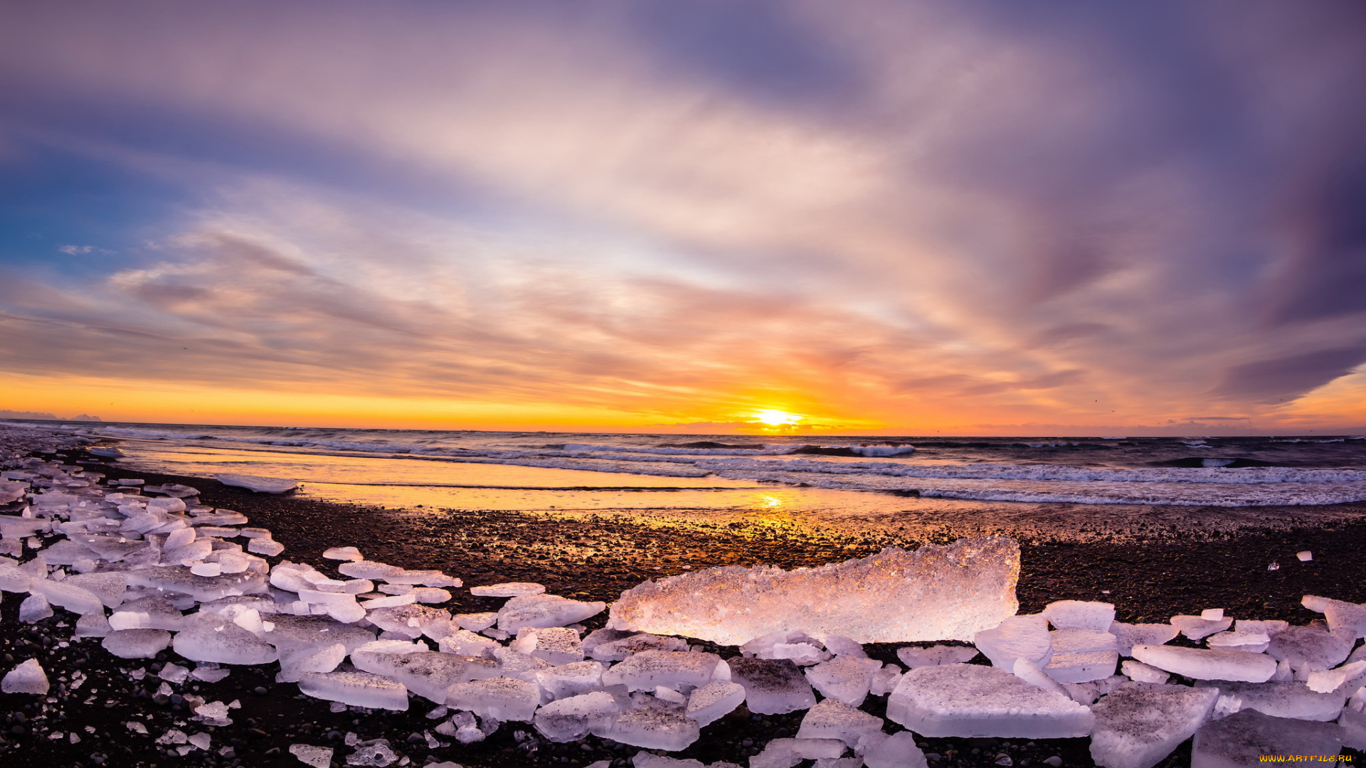 природа, восходы, закаты, закат, лёд