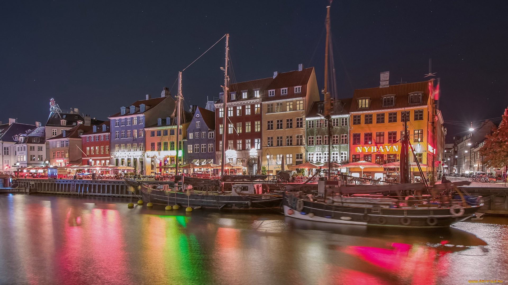 copenhague, города, копенгаген, , дания, ночь, огни