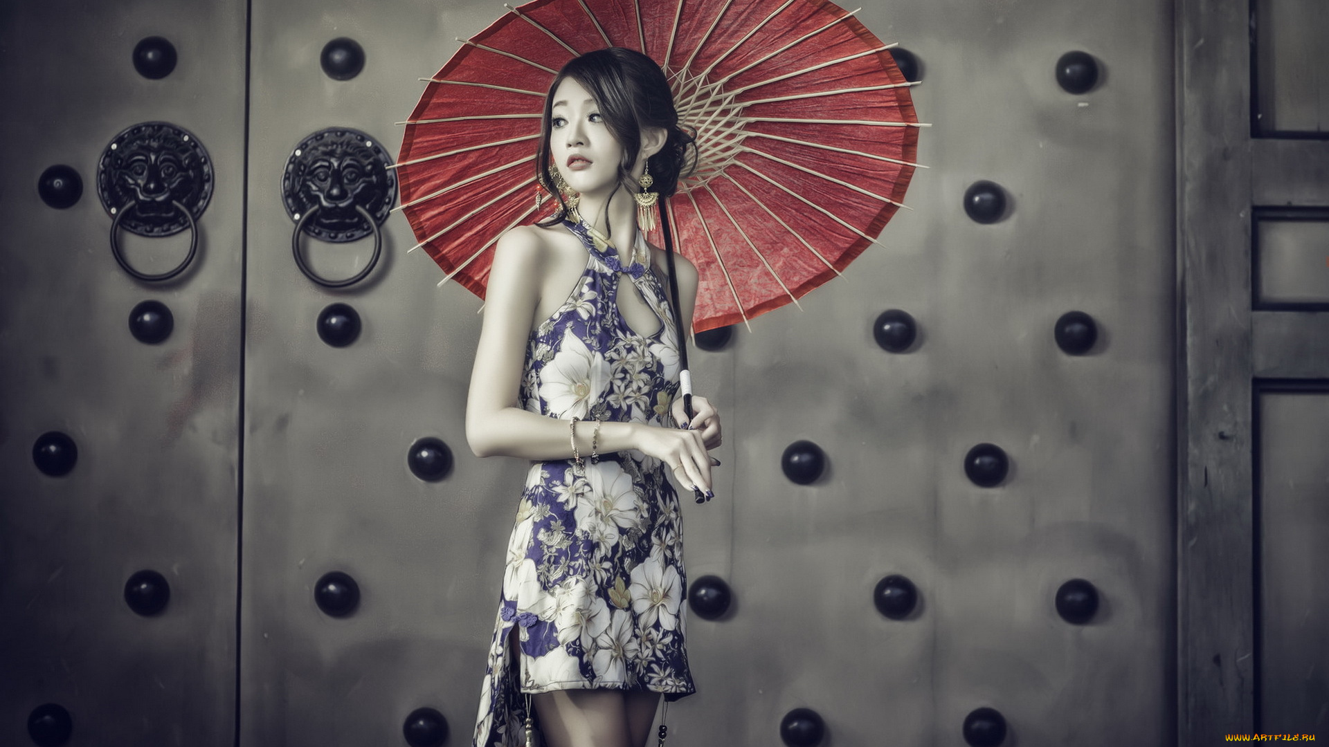 девушки, -unsort, , азиатки, девушка, зонт, азиатка