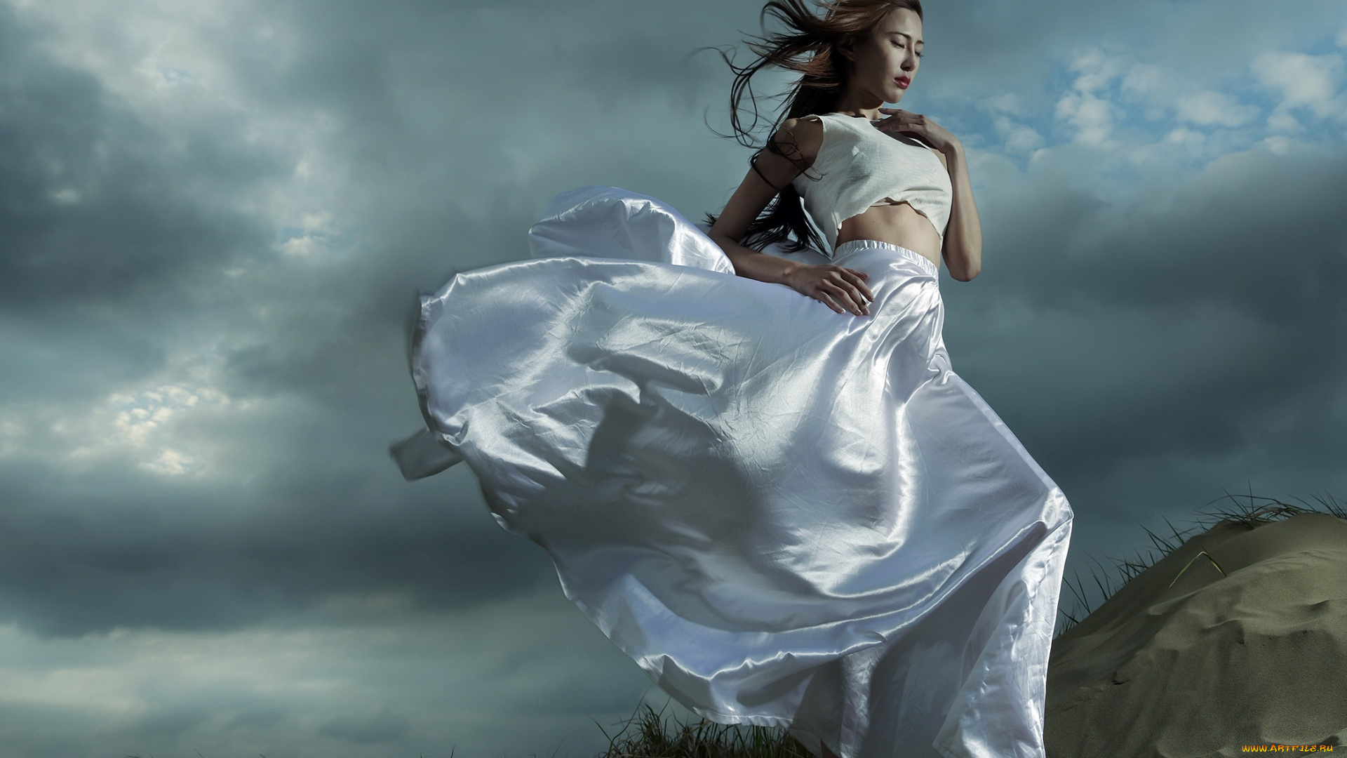 девушки, -unsort, , азиатки, ветер, азиатка, девушка