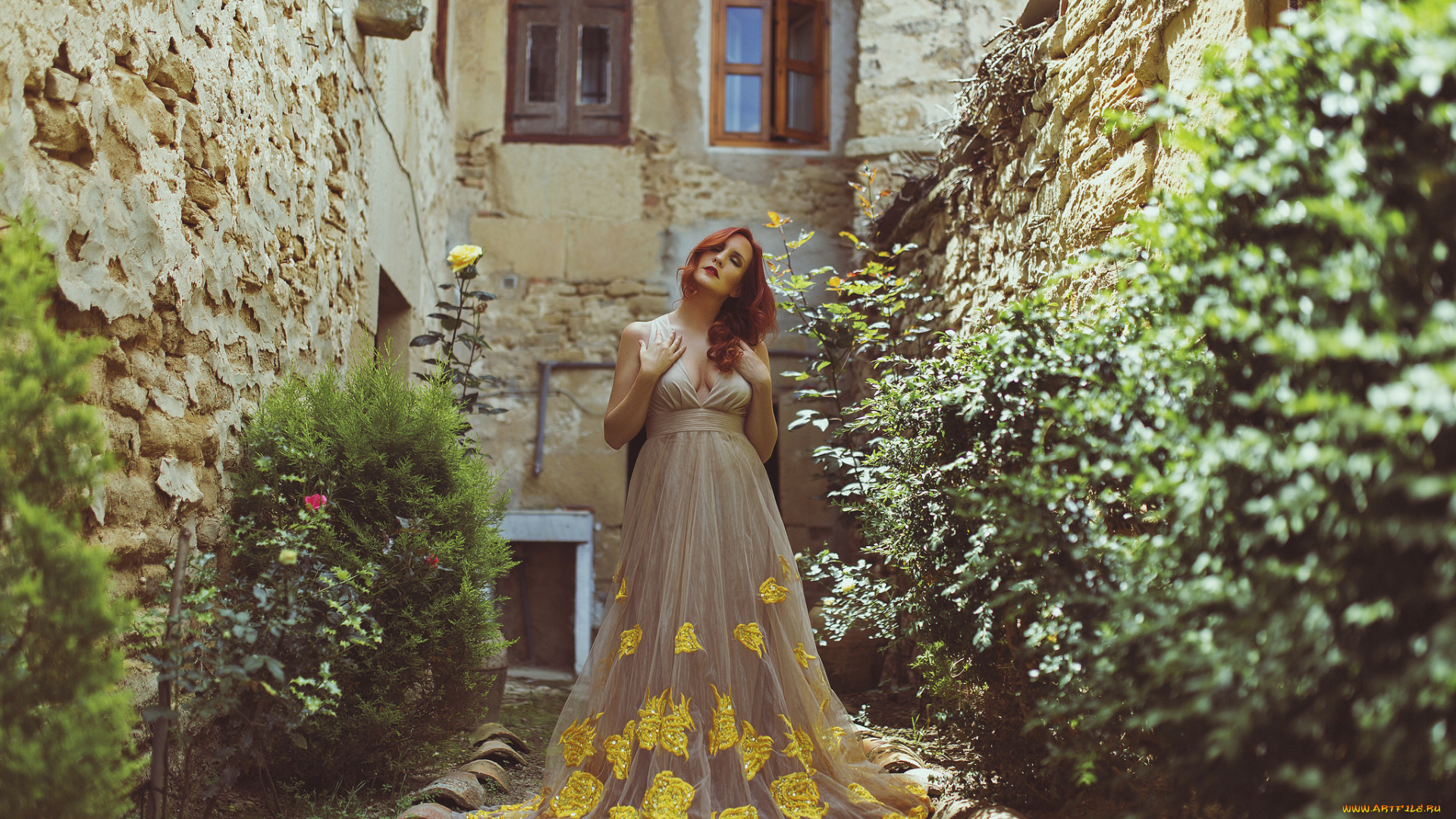 девушки, -unsort, , рыжеволосые, и, другие, платье, девушка, лицо, стиль