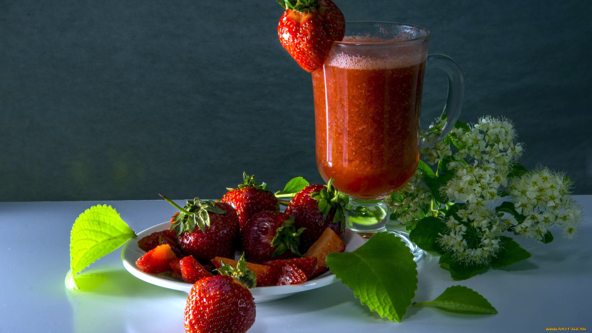 еда, клубника, , земляника, смузи, черемуха