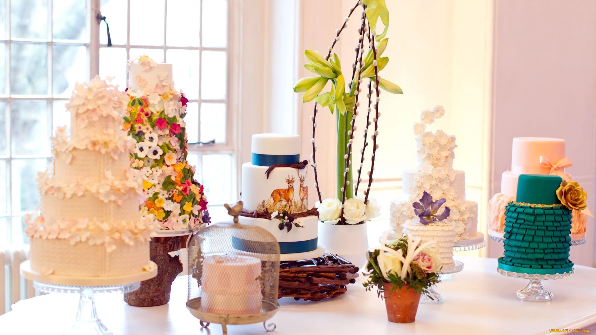 еда, торты, многоярусные, много
