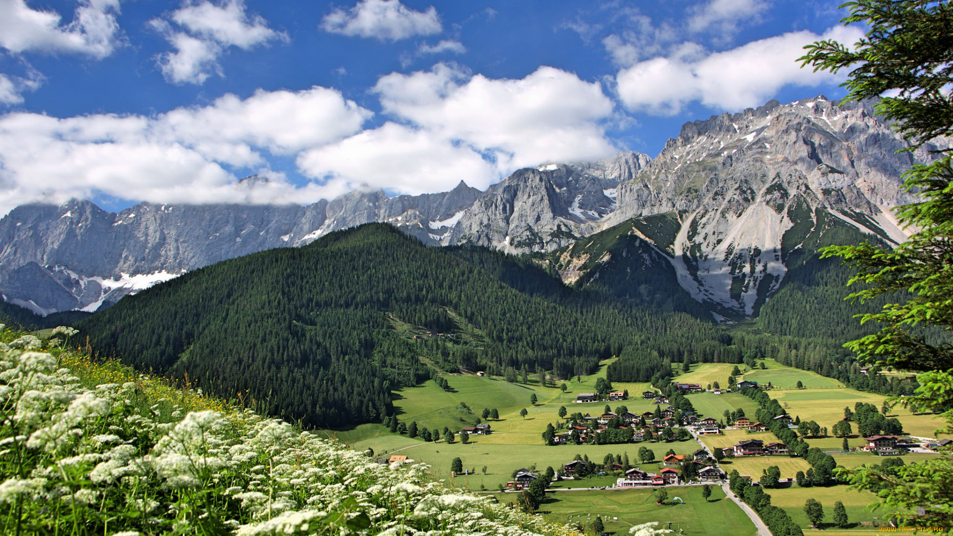 города, -, панорамы, долина, горы