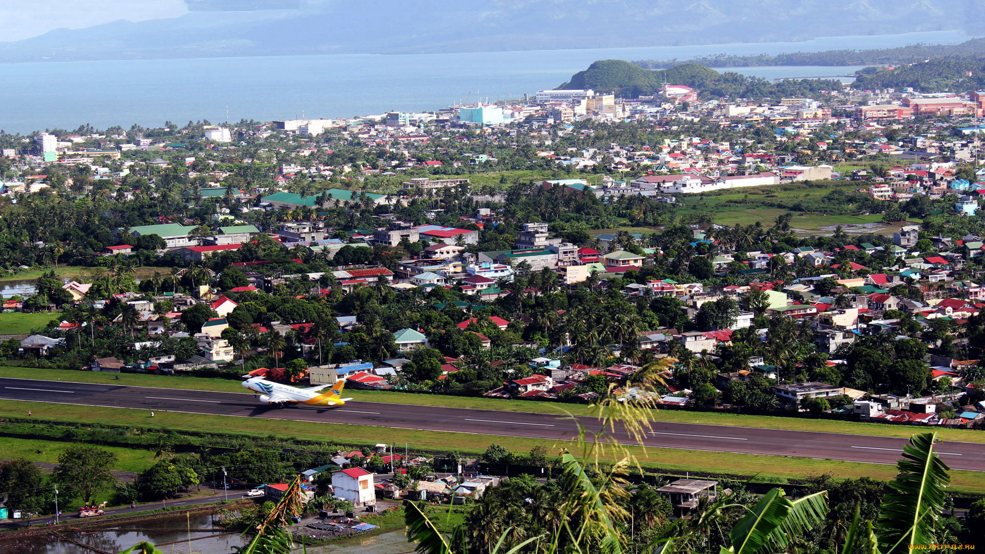 города, -, панорамы, панорама, город, самолет, шоссе