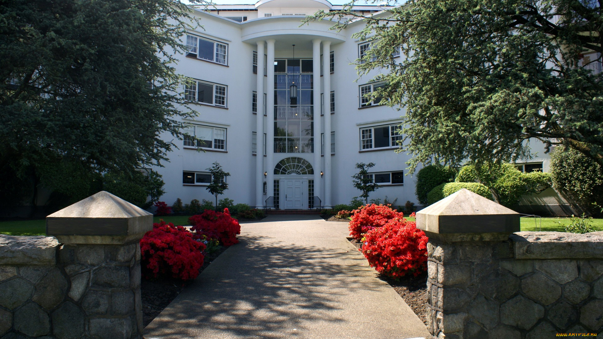 города, -, здания, , дома, забор, кусты, особняк