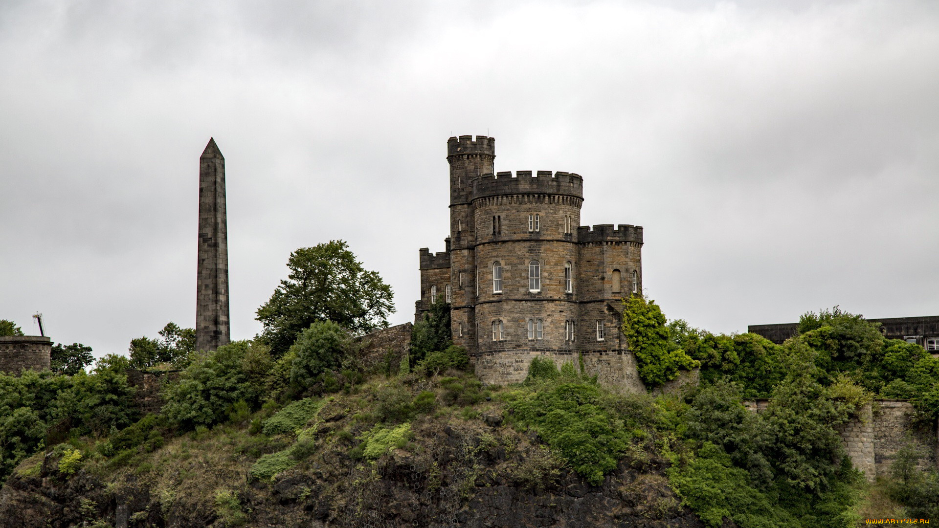 города, эдинбург, , шотландия, башни, замок