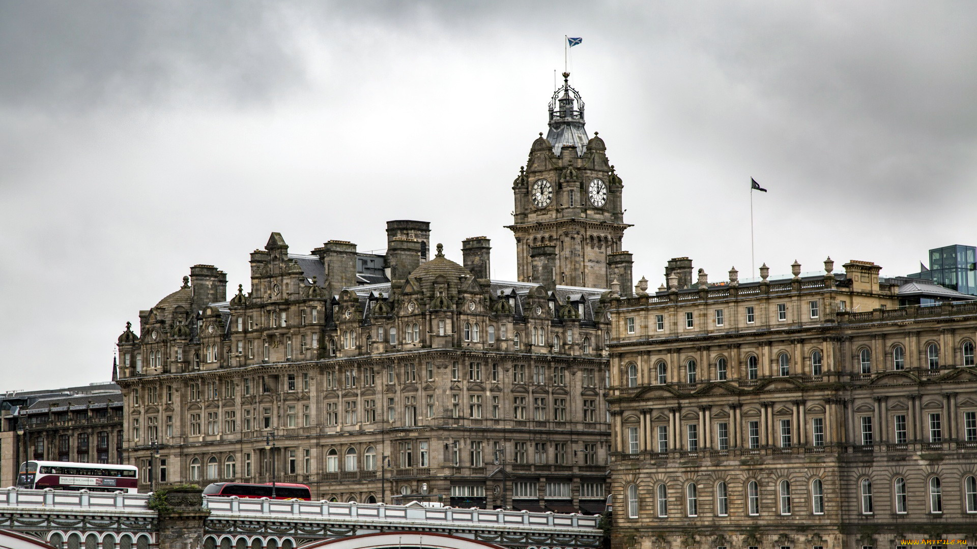 города, эдинбург, , шотландия, мост, часы