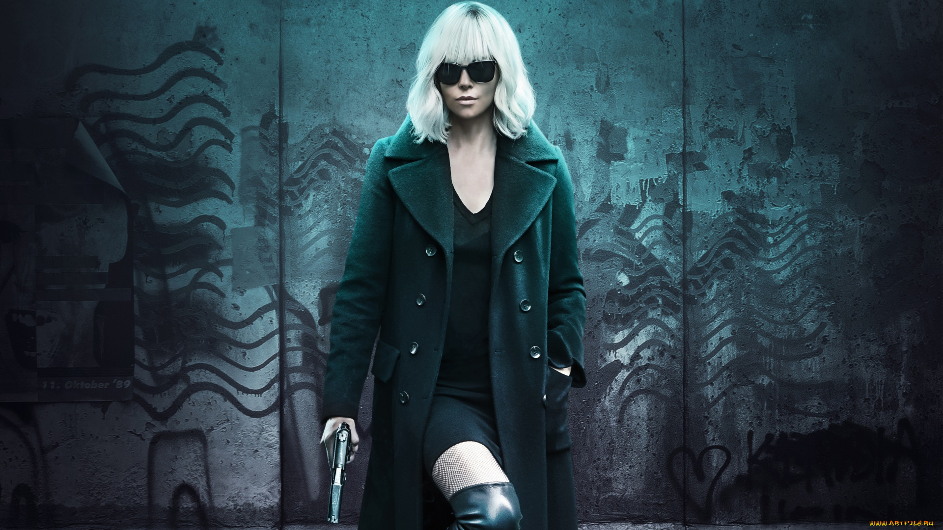кино, фильмы, atomic, blonde, atomic, blonde, постер, стена, в, черном, lorraine, broughton, прическа