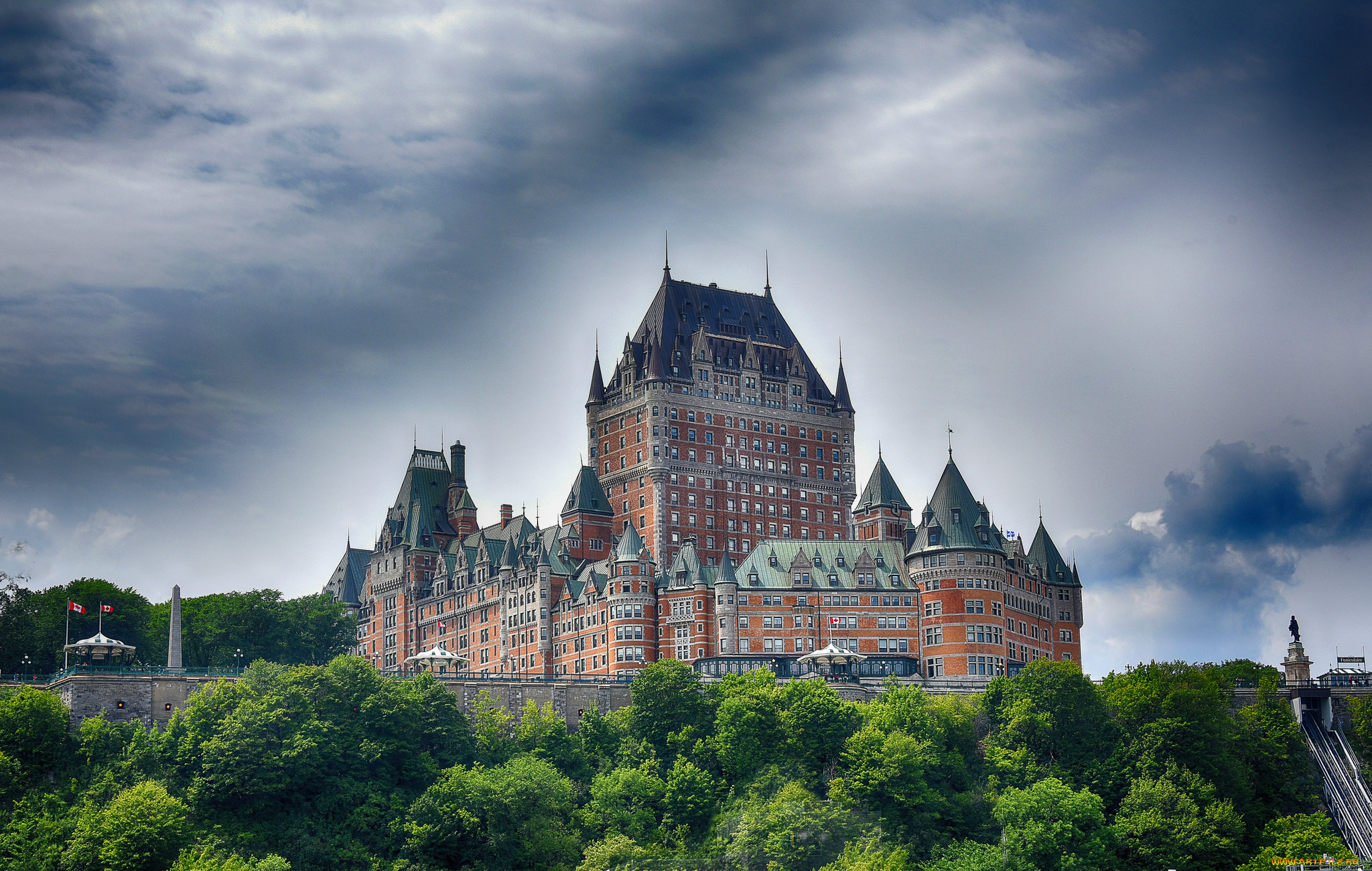 chateau, frontenac, -, quebec, city, города, квебек, , канада, замок