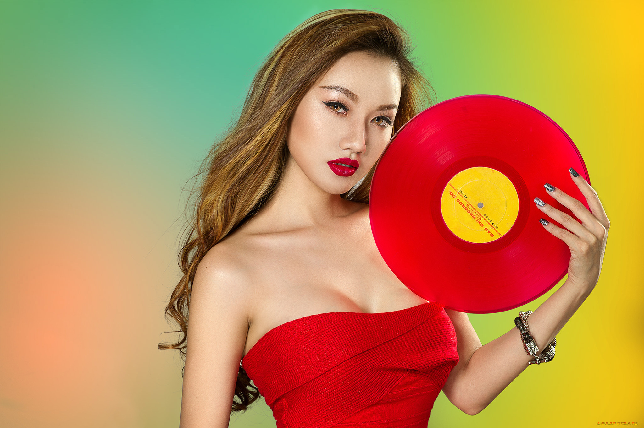 девушки, -unsort, , азиатки, пластинка, лицо, девушка