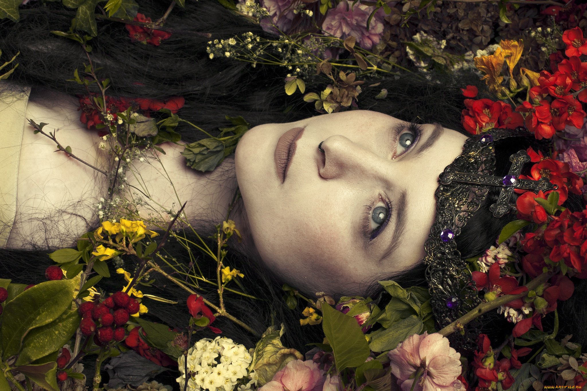 девушки, -unsort, , лица, , портреты, цветы, украшения, лицо, девушка