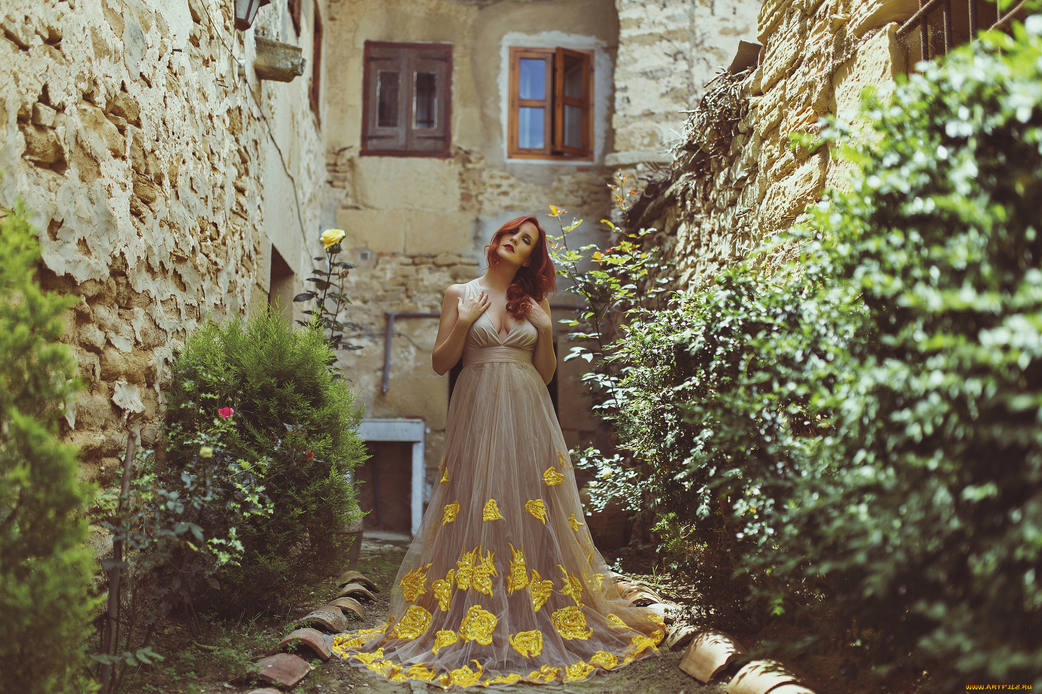 девушки, -unsort, , рыжеволосые, и, другие, платье, девушка, лицо, стиль