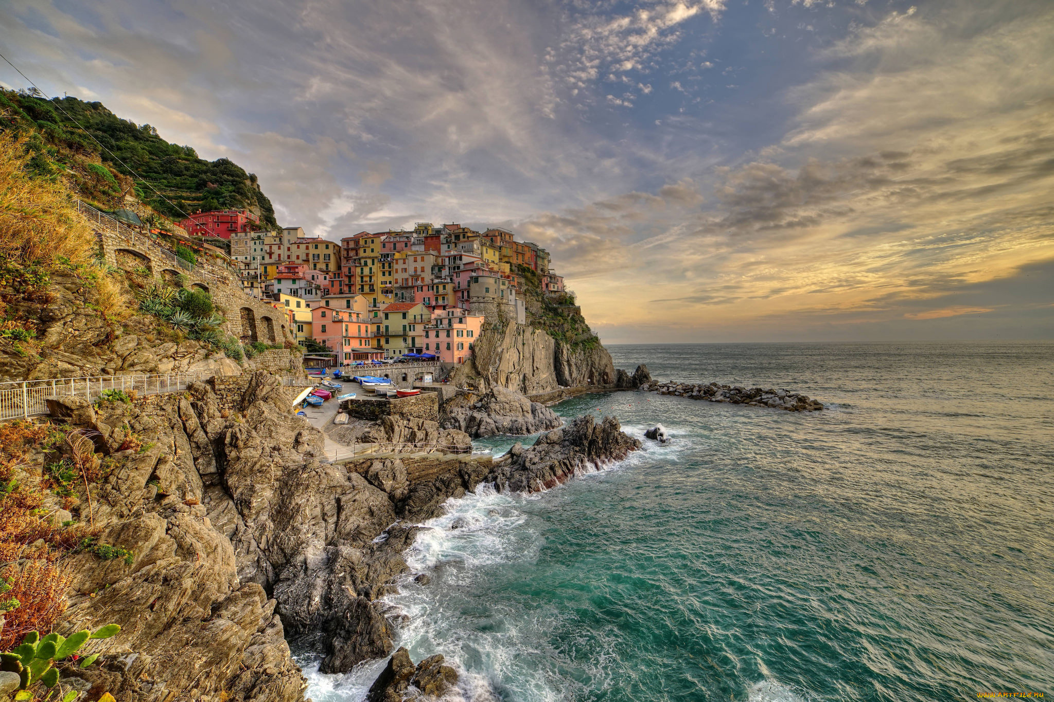 manarola, города, -, пейзажи, побережье