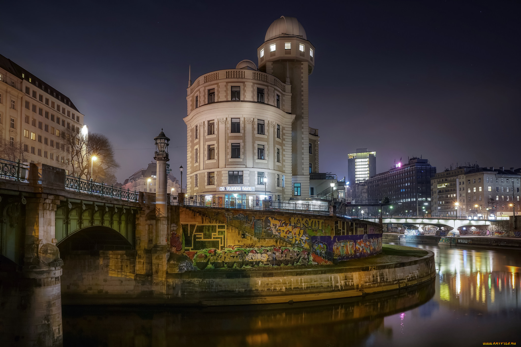 urania, города, -, огни, ночного, города, панорама, небоскребы