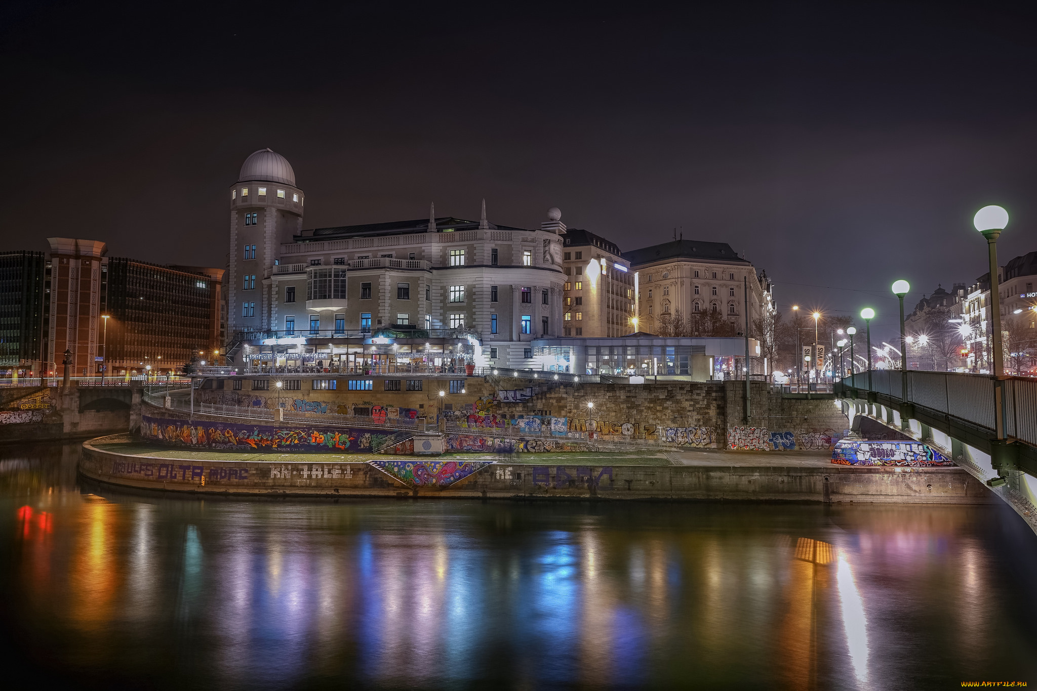 urania, города, -, огни, ночного, города, панорама, небоскребы