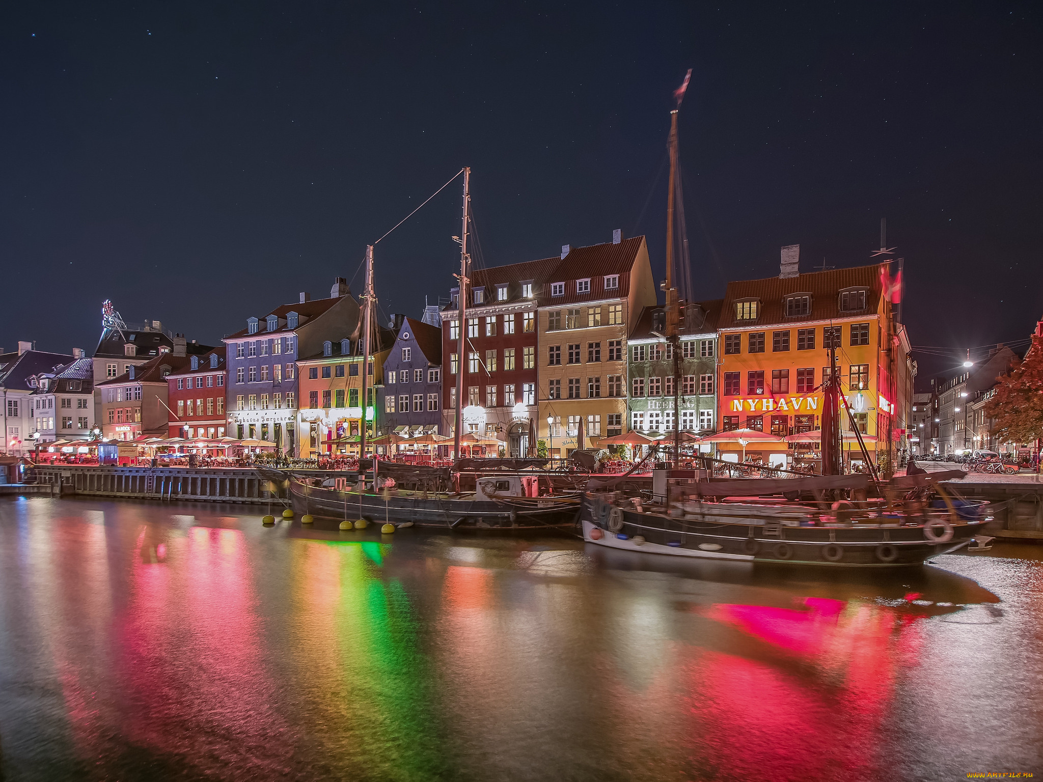 copenhague, города, копенгаген, , дания, ночь, огни